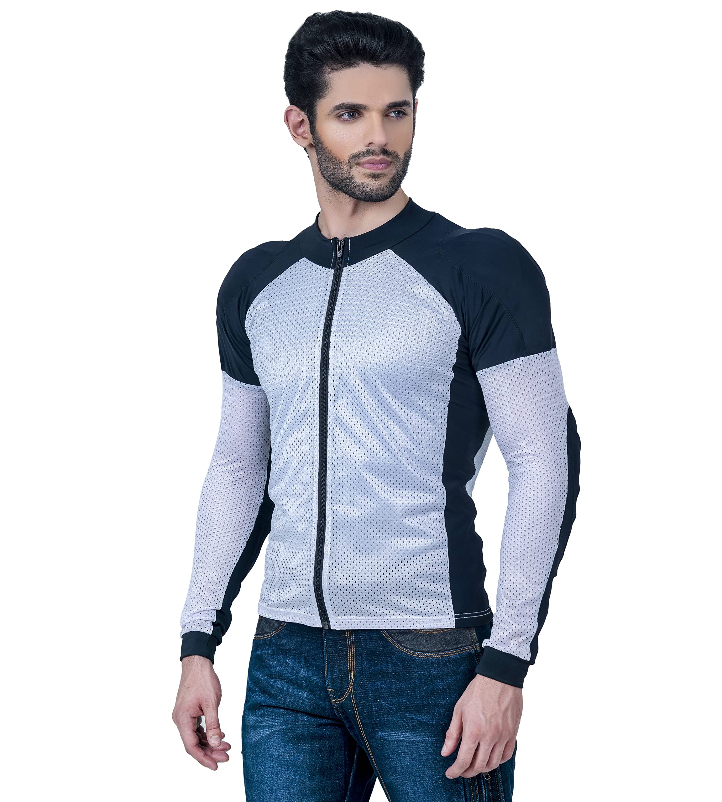 Wicked Stock Motorcycle Armor Shirt-Men Womens Mesh Motorcycle Shirt-Motorcycle Shirt-Ce Level2 Summer Motorcycle Shirt (White,