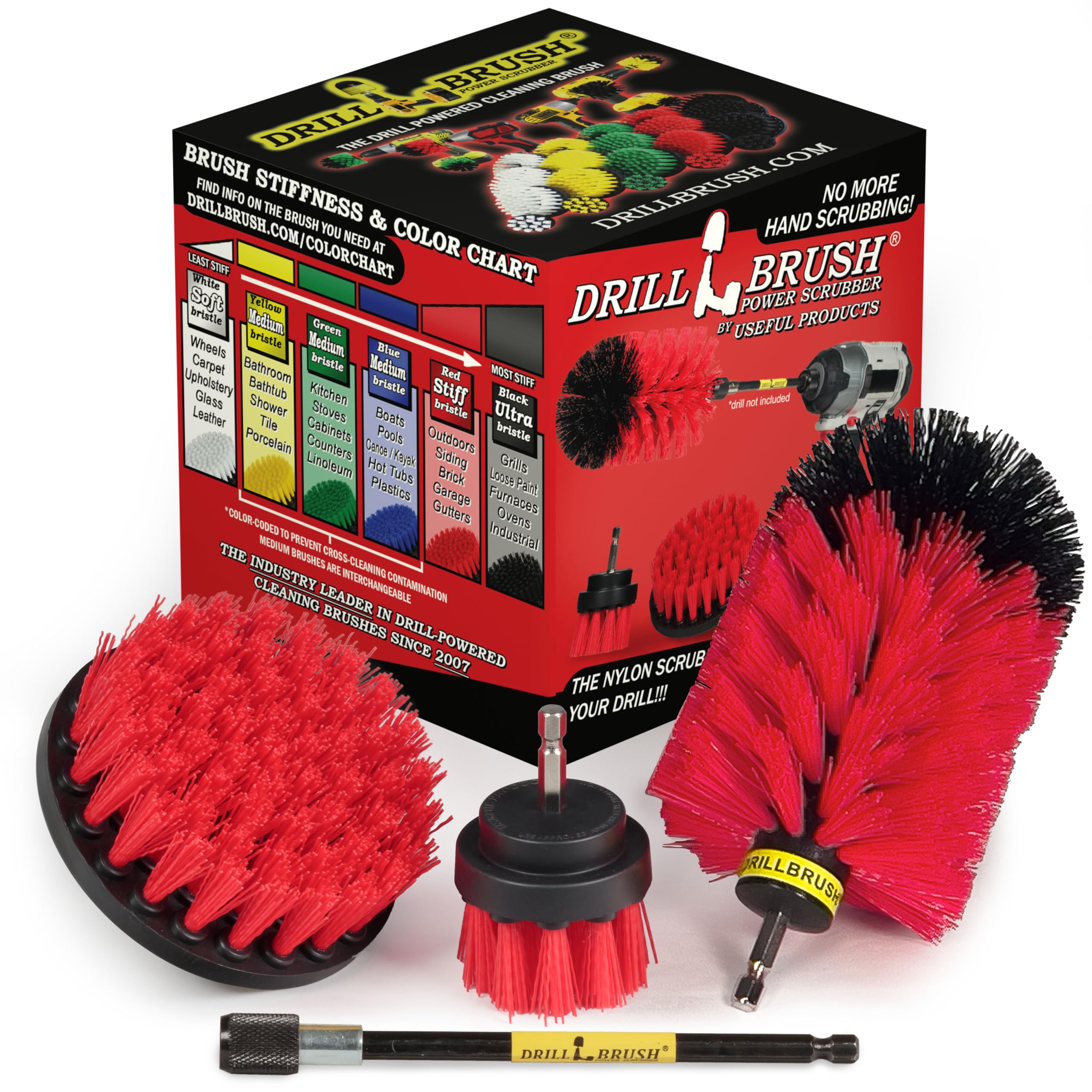 Drill Brush Power Scrubber By Useful Products - Multi Surface Cleaning Brush With Long Reach Extension - Rotary Tool Accessory B