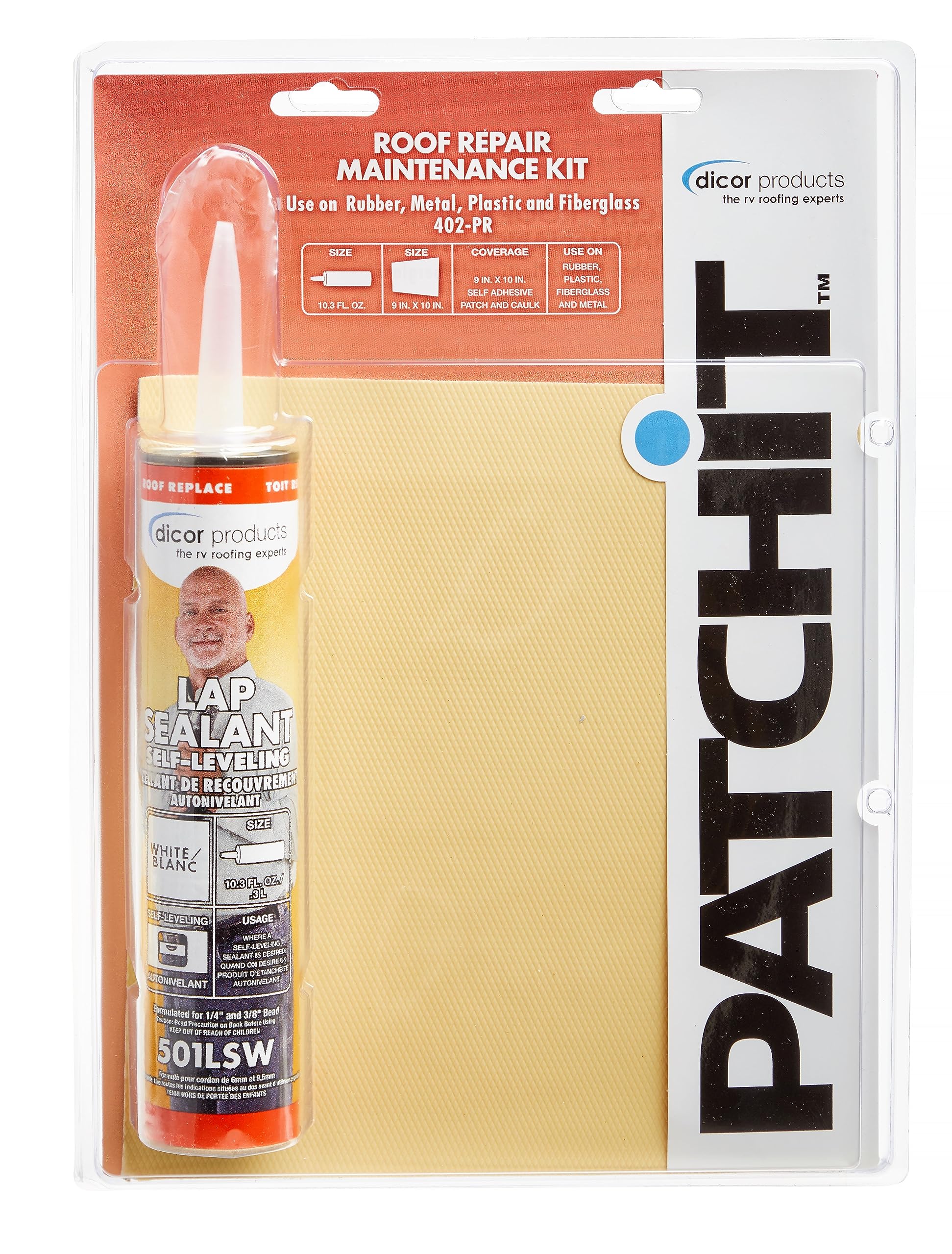 Dicor 402-Pr Roof Repair Kit - Includes Patch, Adhesive, Cleaner - Easy Solution For Rv Roof Leaks