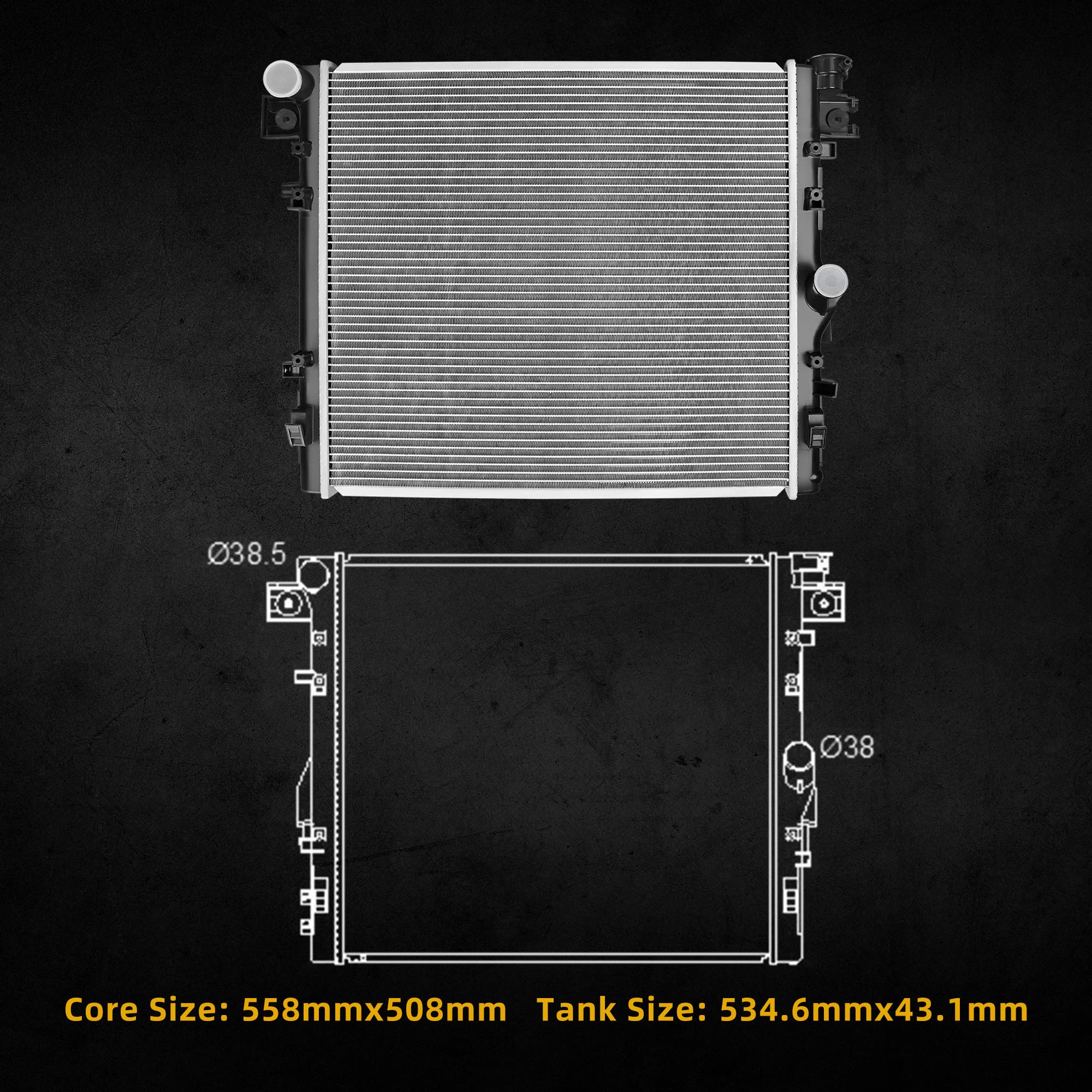 Dwvo Radiator Complete Radiator Compatible With 2012-2018 Jeep Wrangler 3.6L, 2007-2011 Jeep Wrangler 3.8L V6