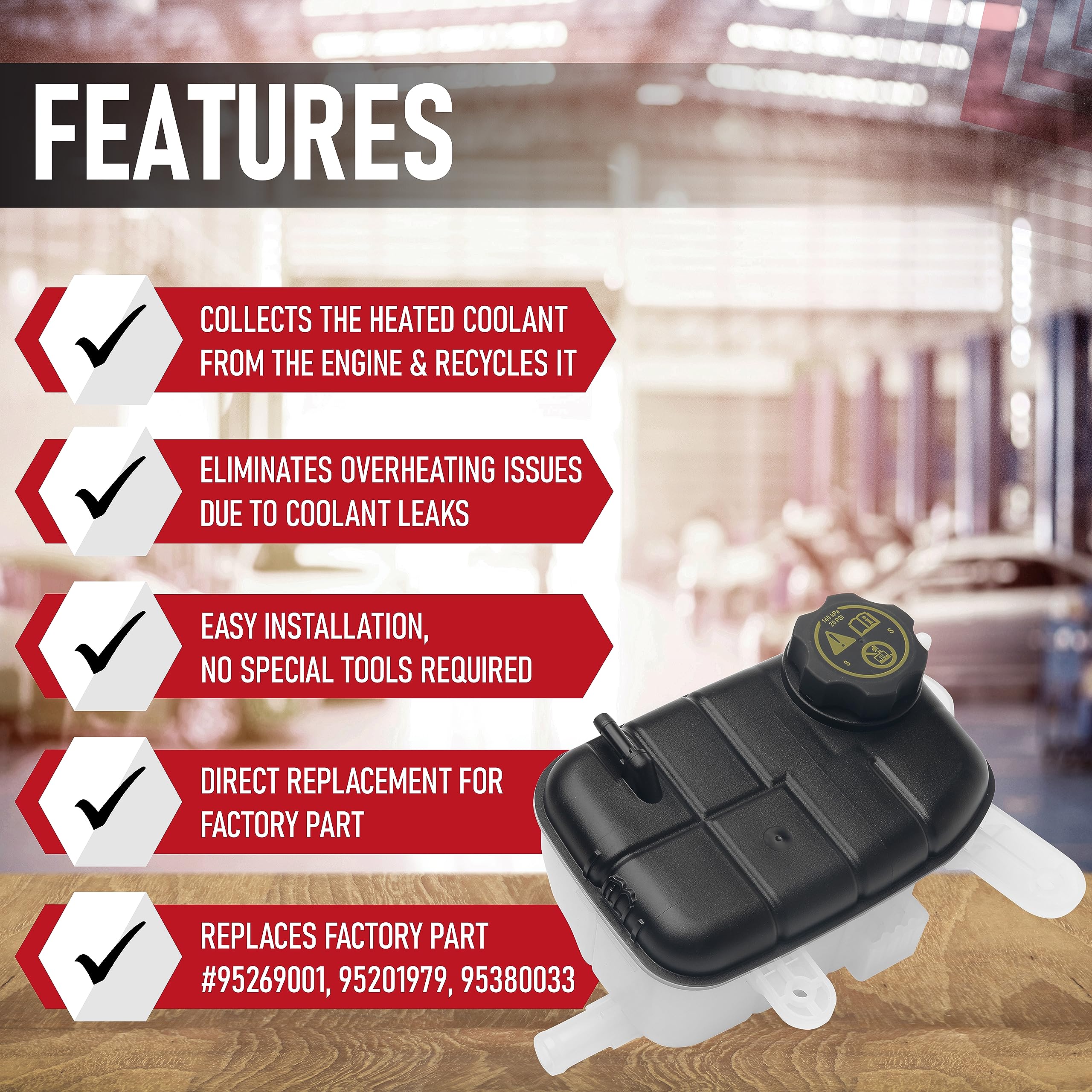 Replacement Radiator Coolant Overflow Expansion Tank Kit With Cap And Sensor - Compatible With Buick And Chevy Vehicles - Encore