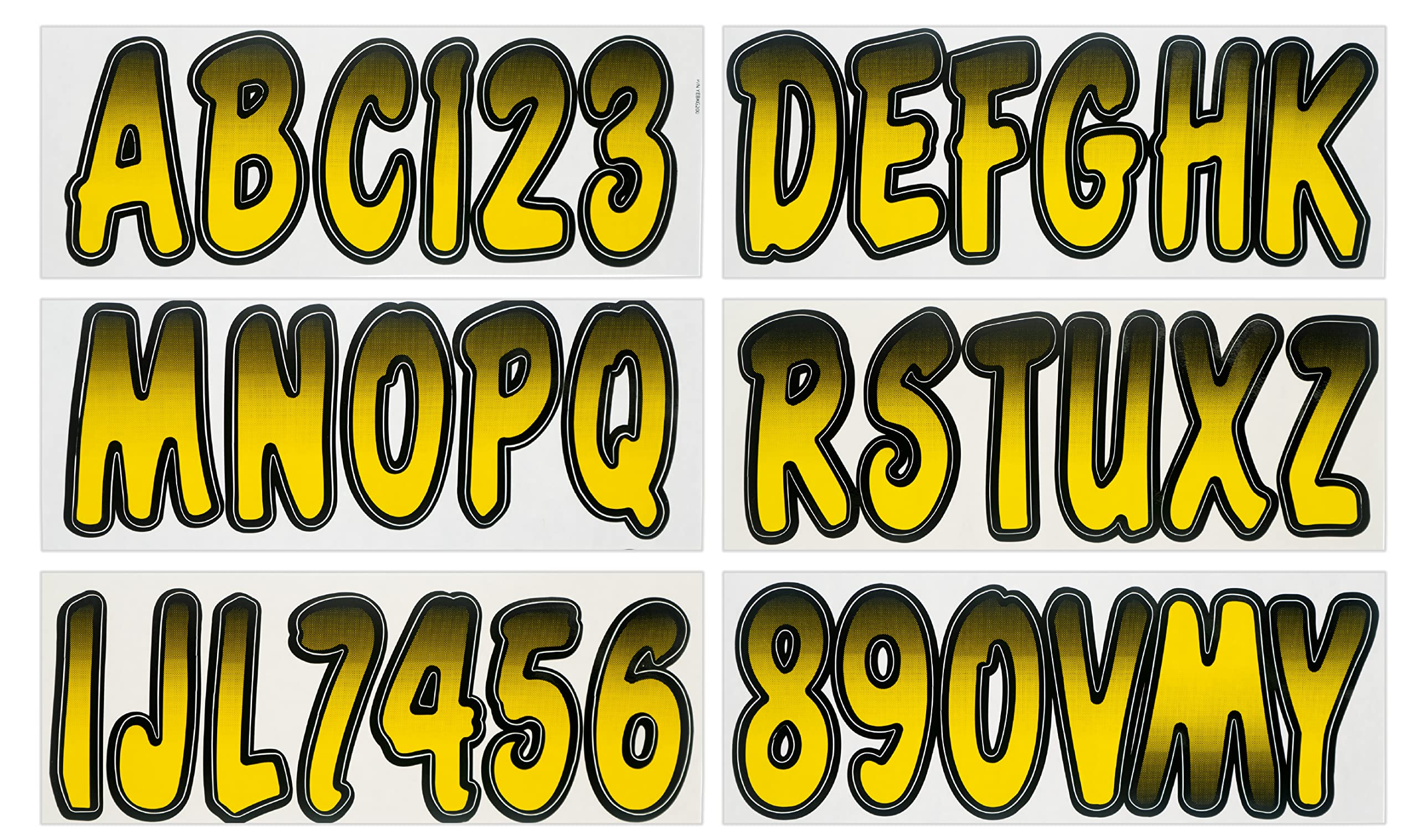 Hardline Products Series 200 Factory Matched 3-Inch Boat & Pwc Registration Number Kit, Yellow/Black - Yebkg200