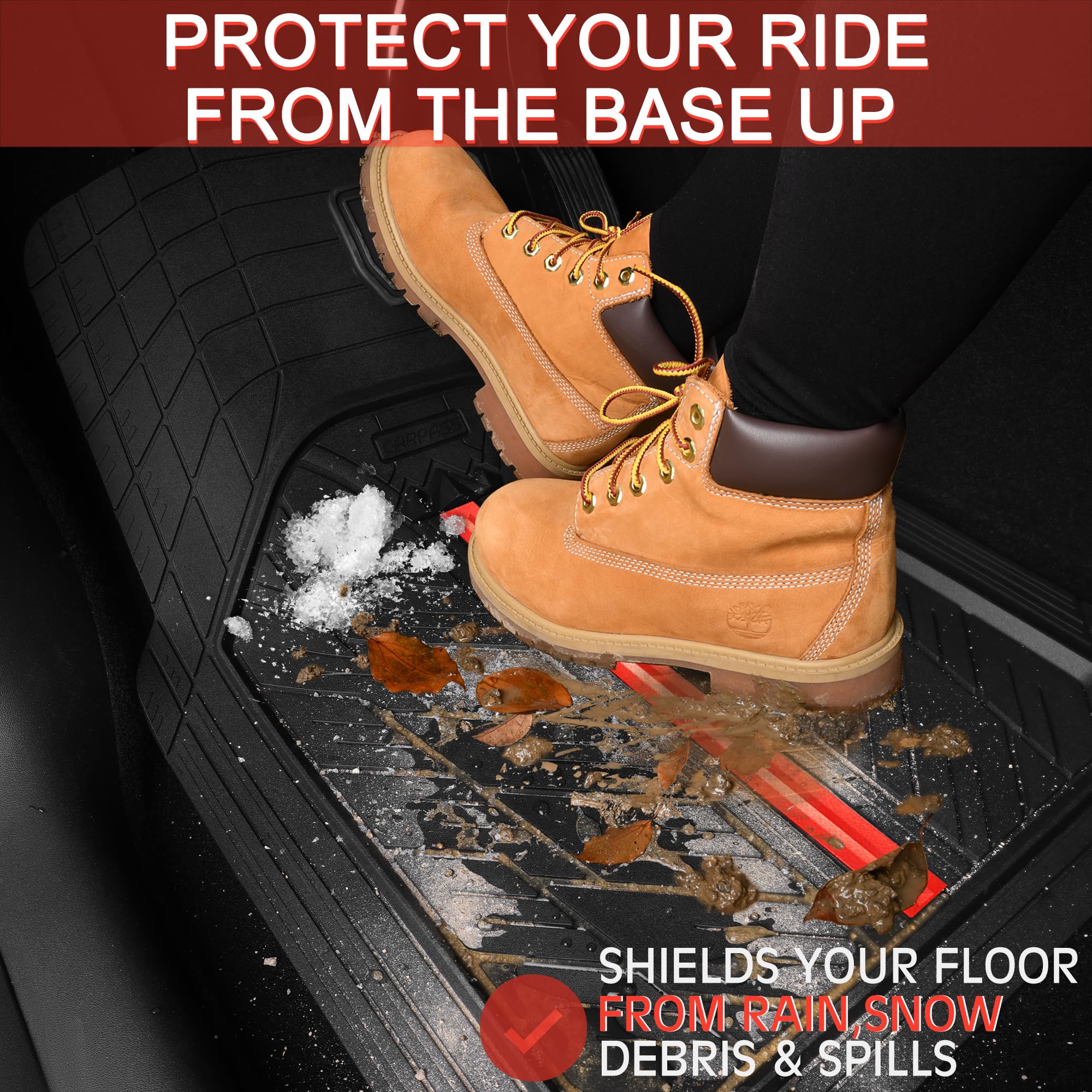 Car Pass Metal Medium Rubber Floor Mats For Car Heavy Duty Car Mats All Weather, Universal Trim To Fit For Truck Suv Vehicle Aut