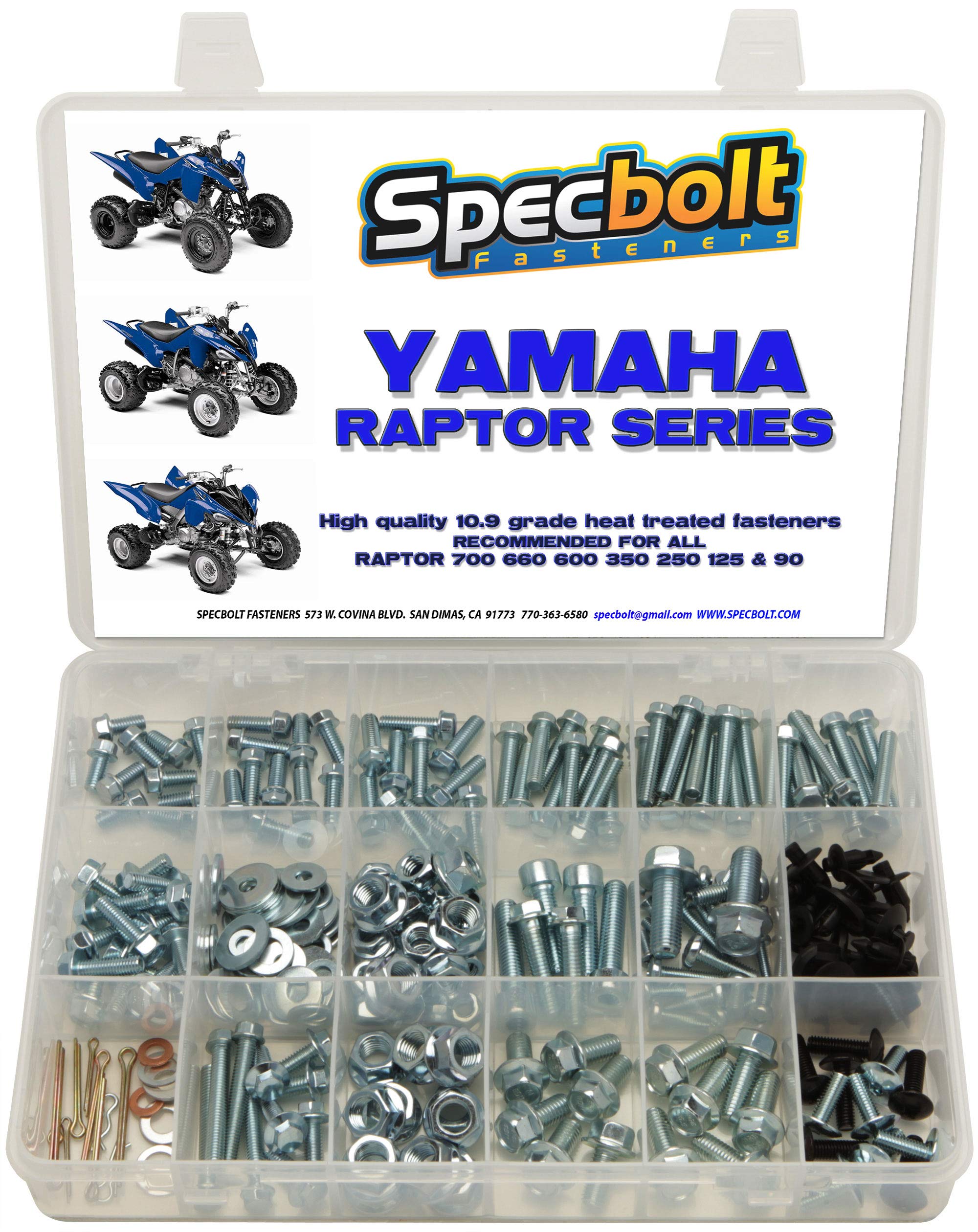 250pc Specbolt Yamaha Raptor 600 660 700 Bolt Kit for Maintenance & Restoration OEM Spec Fasteners ATV Quad Also Good for 80 90 