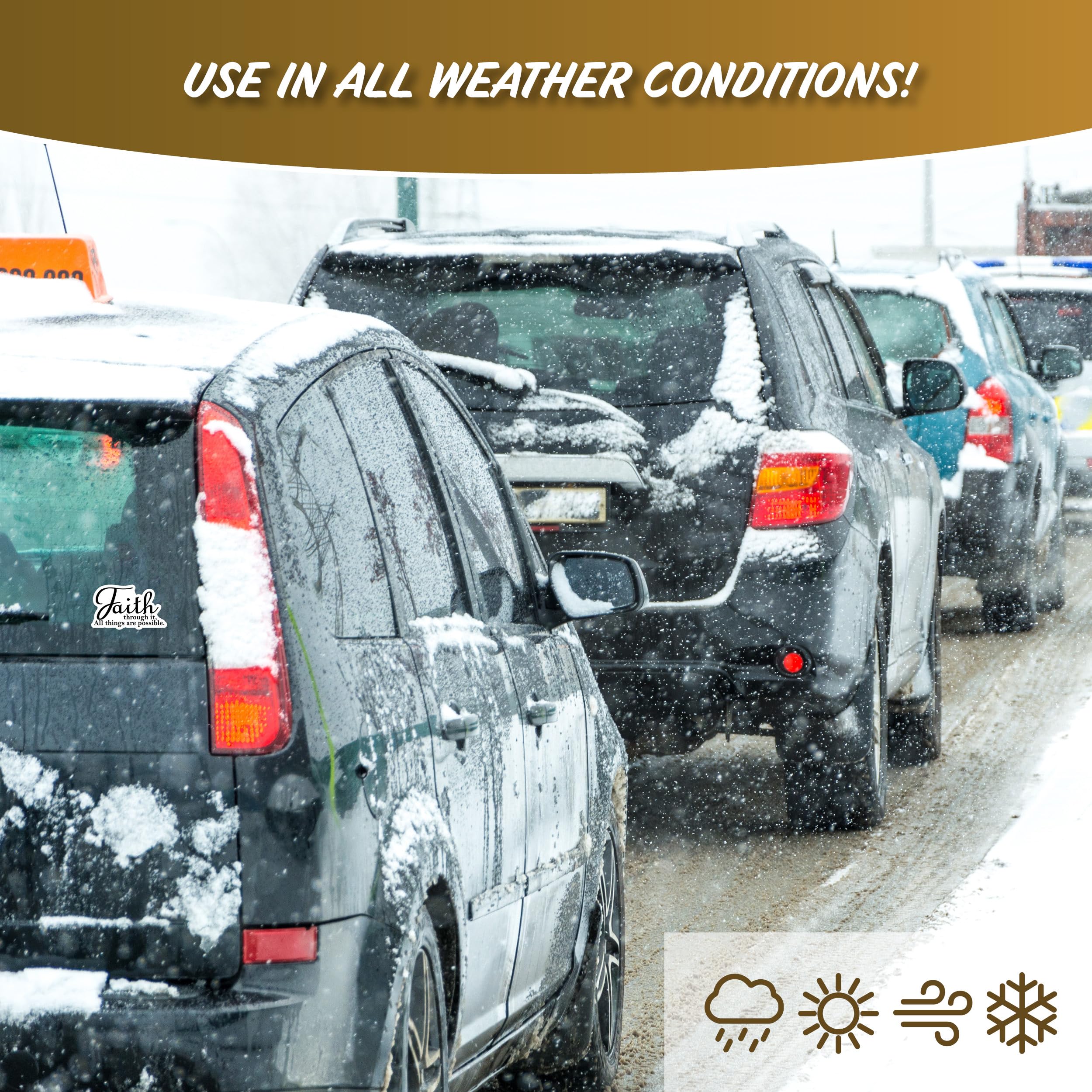 Religious Faith Vinyl Stickers - 4 Piece Decals Car Window Decals - Vinyl Car Sign Sticker - All Weather Proof - Pray More - Fai