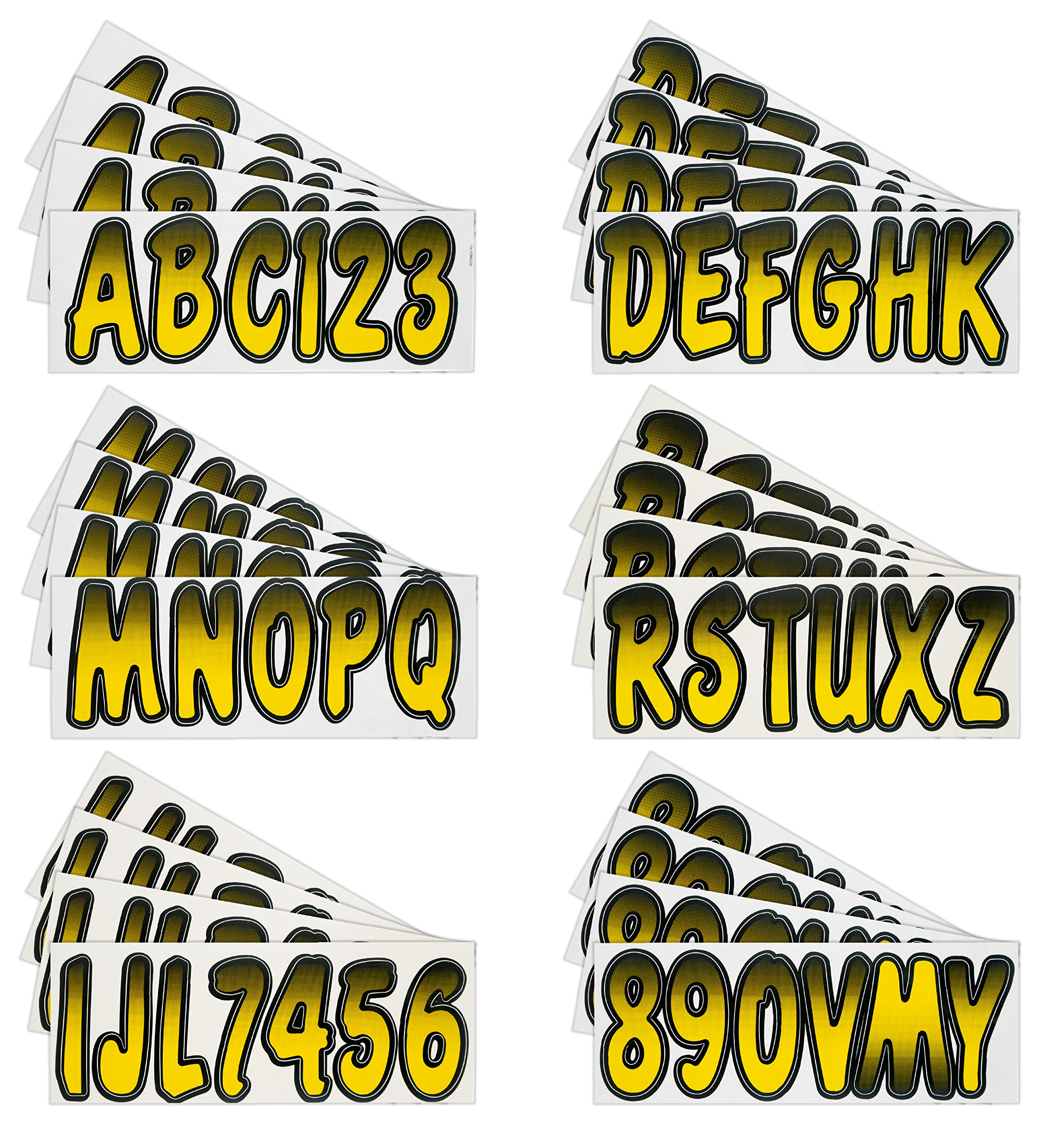 Hardline Products Series 200 Factory Matched 3-Inch Boat & Pwc Registration Number Kit, Yellow/Black - Yebkg200