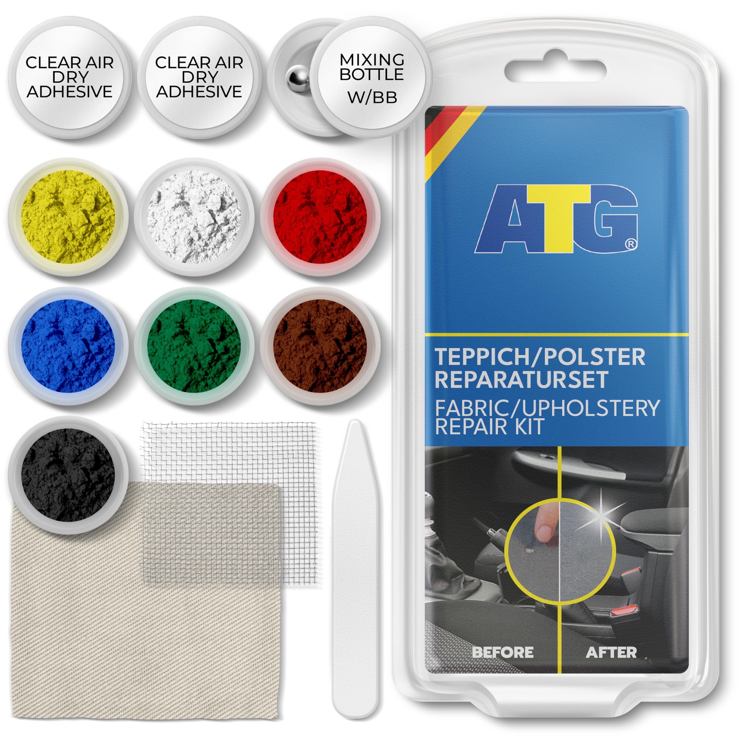 Atg Upholstery Repair Kit - Car Seat Repair Kit Fabric - Fabric Repair Kit - Carpet Repair Kit - Car Seat Patch - Burn Hole Repair Kit Car - Sofa Repair Kit - Car Seat Leather Repair
