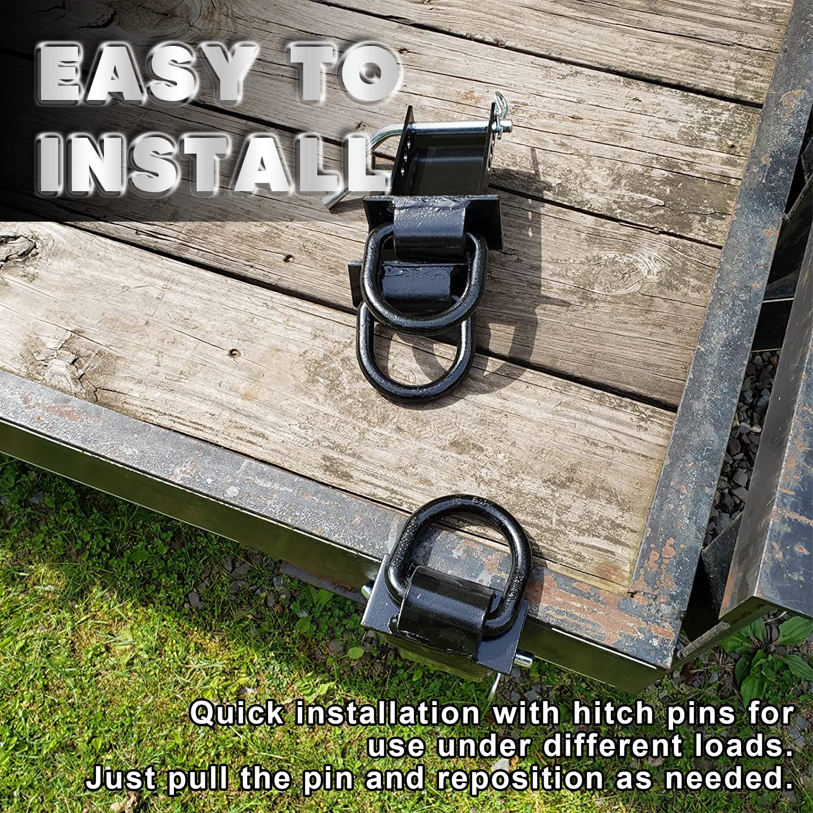 Vonlx Stake Pocket D Rings 6Pcs 18000Lbs Heavy Duty D-Ring Tie Downs For Utility Trailers And Flatbed Trucks W/Hitch Pin W/Steel