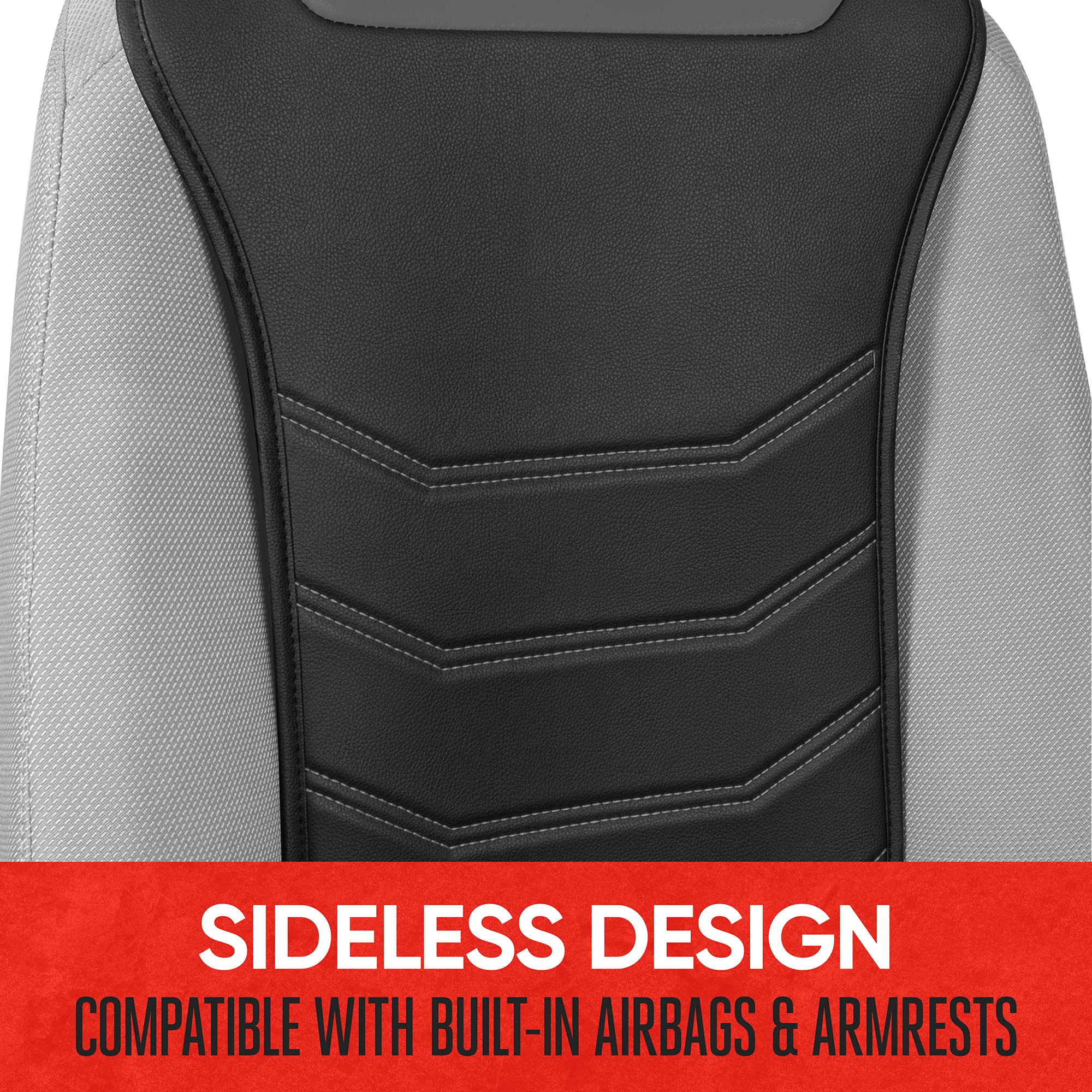 Motor Trend Luxefit Gray Seat Cover For Cars Trucks Van Suv (1 Piece), Premium Faux Leather Car Seat Cover, Easy To Install Auto