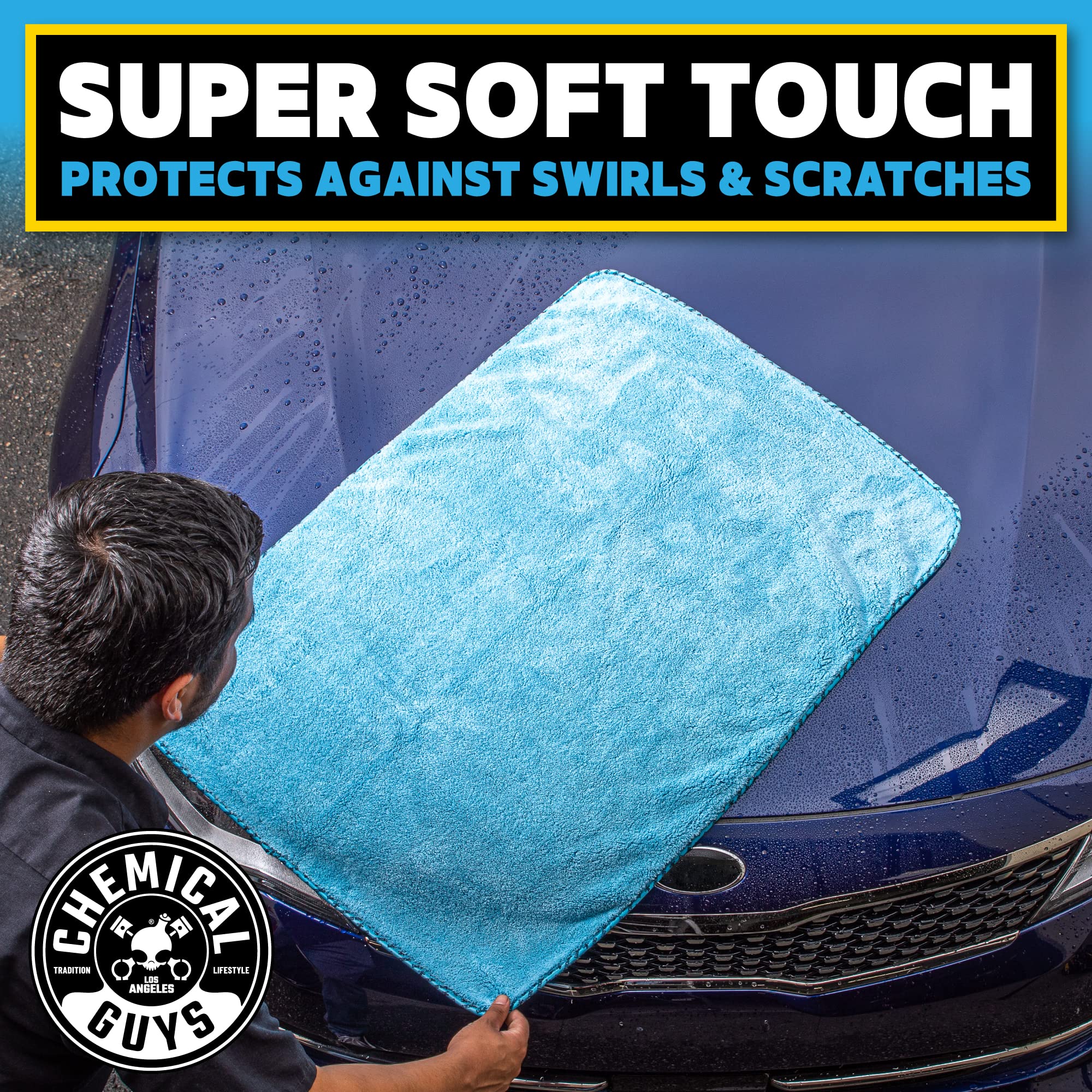 Chemical Guys Woolly Mammoth Large, Super Absorbent And Soft Microfiber Towels For Cars, Blue (36 X 25 Inches) 2-Pack