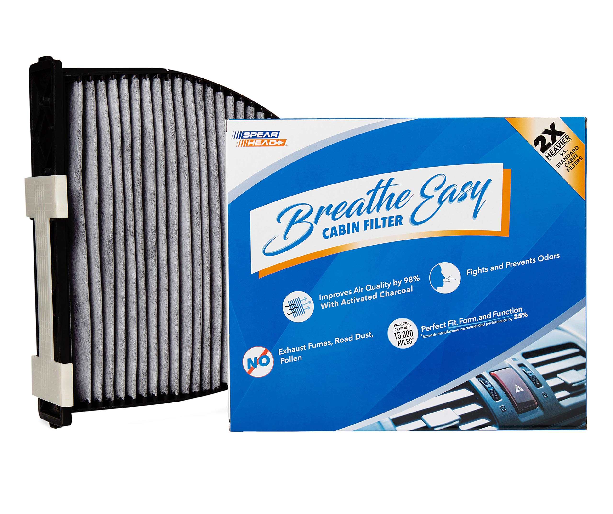 Spearhead Odor Defense Breathe Easy Ac & Heater Cabin Filter, Fits Like Oem, Up To 25% Longer Lasting W/Activated Carbon (Be-934