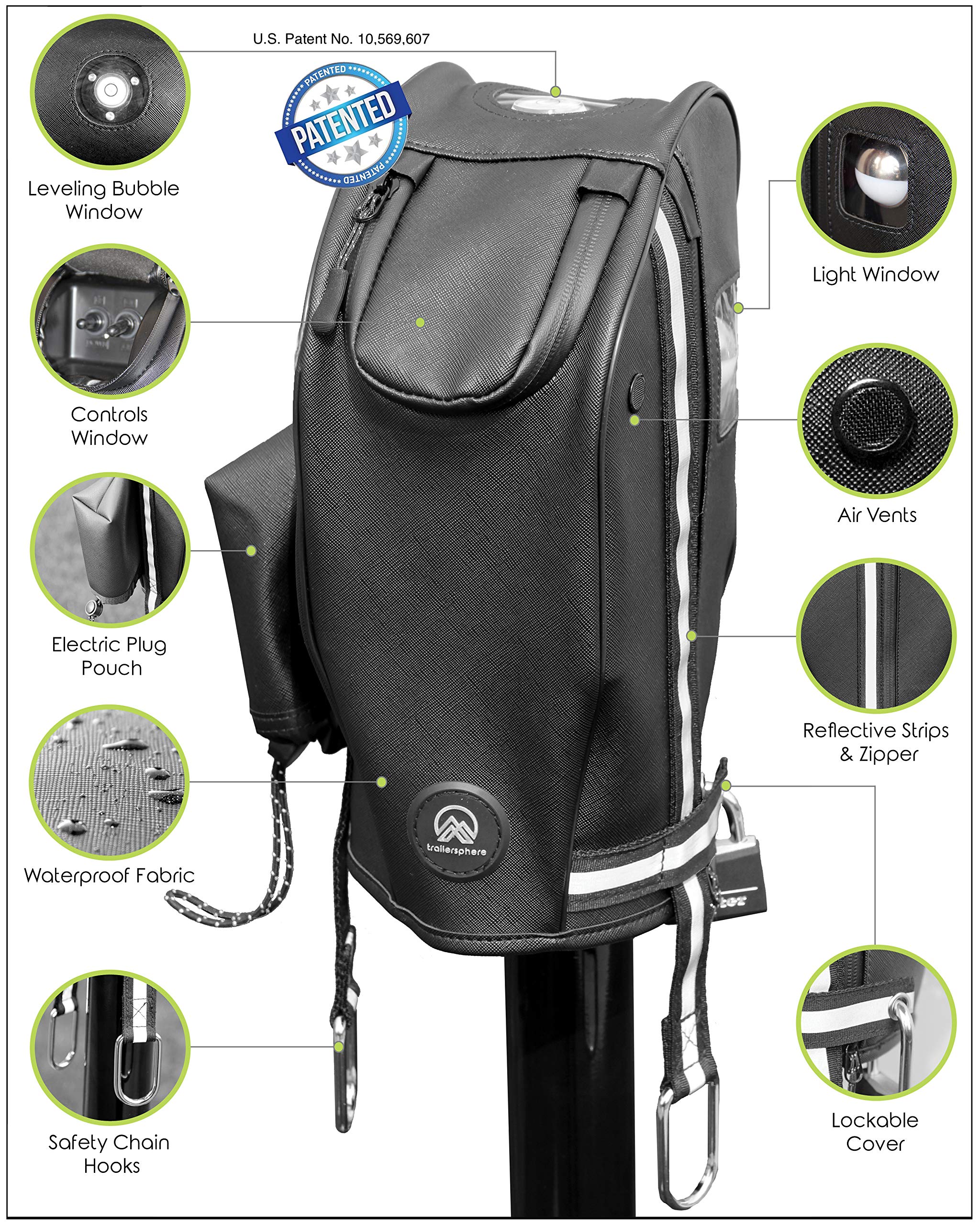 Clever Cover For Stromberg Carlson Jack By Trailersphere Custom Electric Tongue Jack Cover For Trailer, Rv, Camper, Chains Holder, Plug Protector, Sun And Waterproof (Stromberg Carlson Jack Cover)