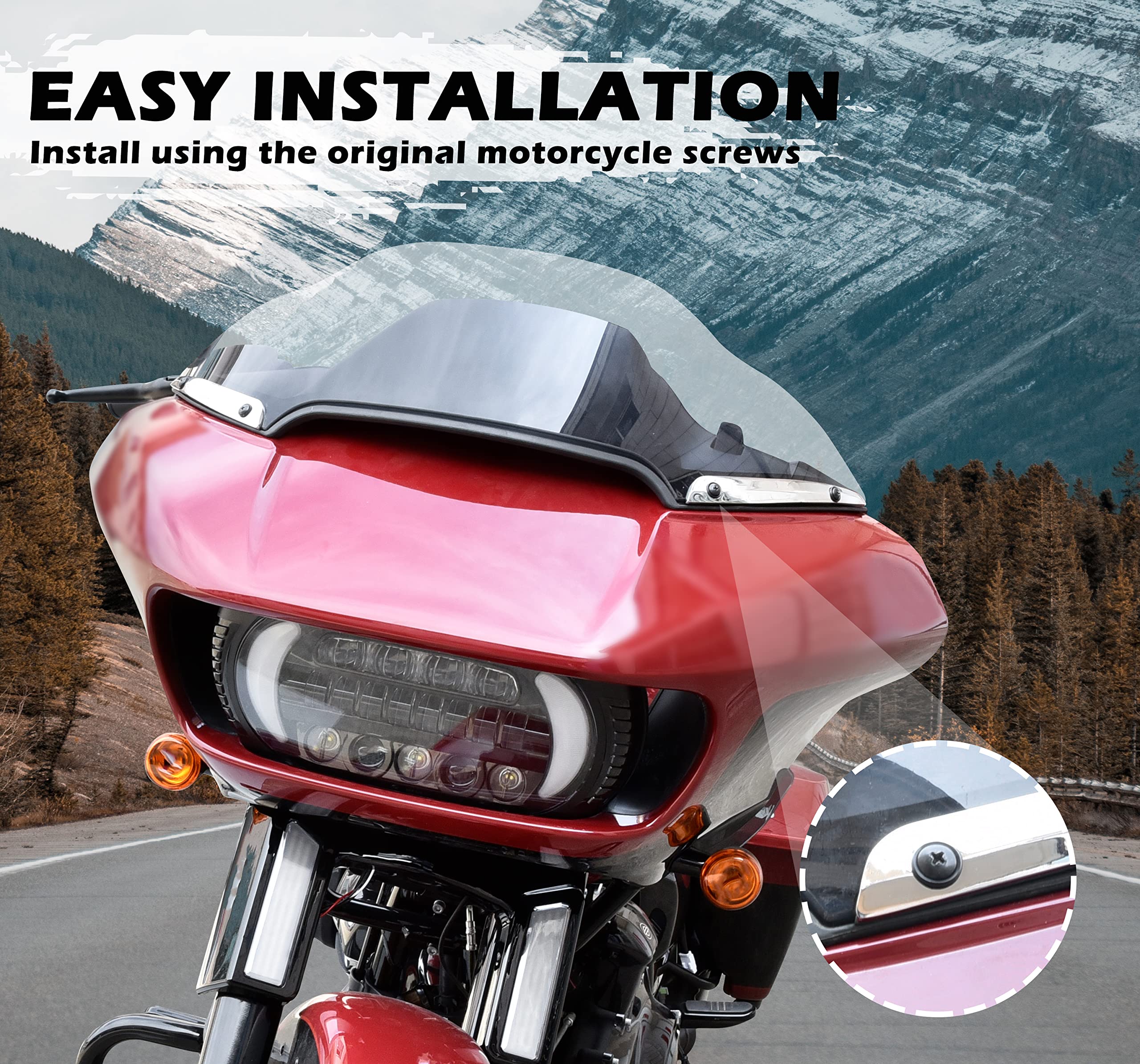 Veisutor Chrome Windshield Side Trim For Road Glide 15-23, Motorcycle Split Windshield Trim Windscreen Trim For Harley Road Glide Ultra Fltru Fltrx Special Fltrxs 2015-2023 Accessories (1 Pair)