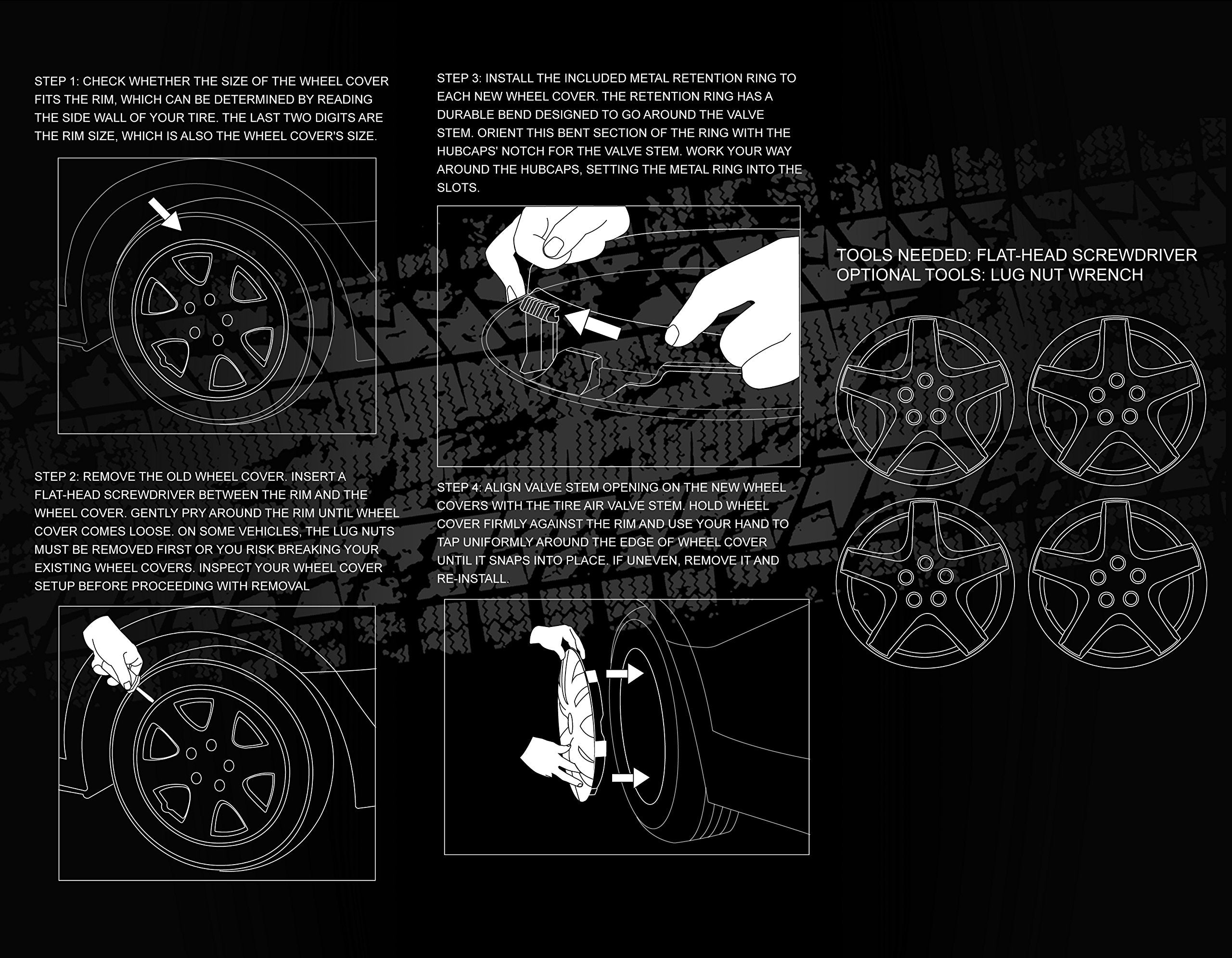 Oxgord 15 Inch Hubcaps Best For 10-11 Toyota Prius - (Set Of 4) Wheel Covers 15In Hub Caps Silver Rim Cover - Car Accessories Fo