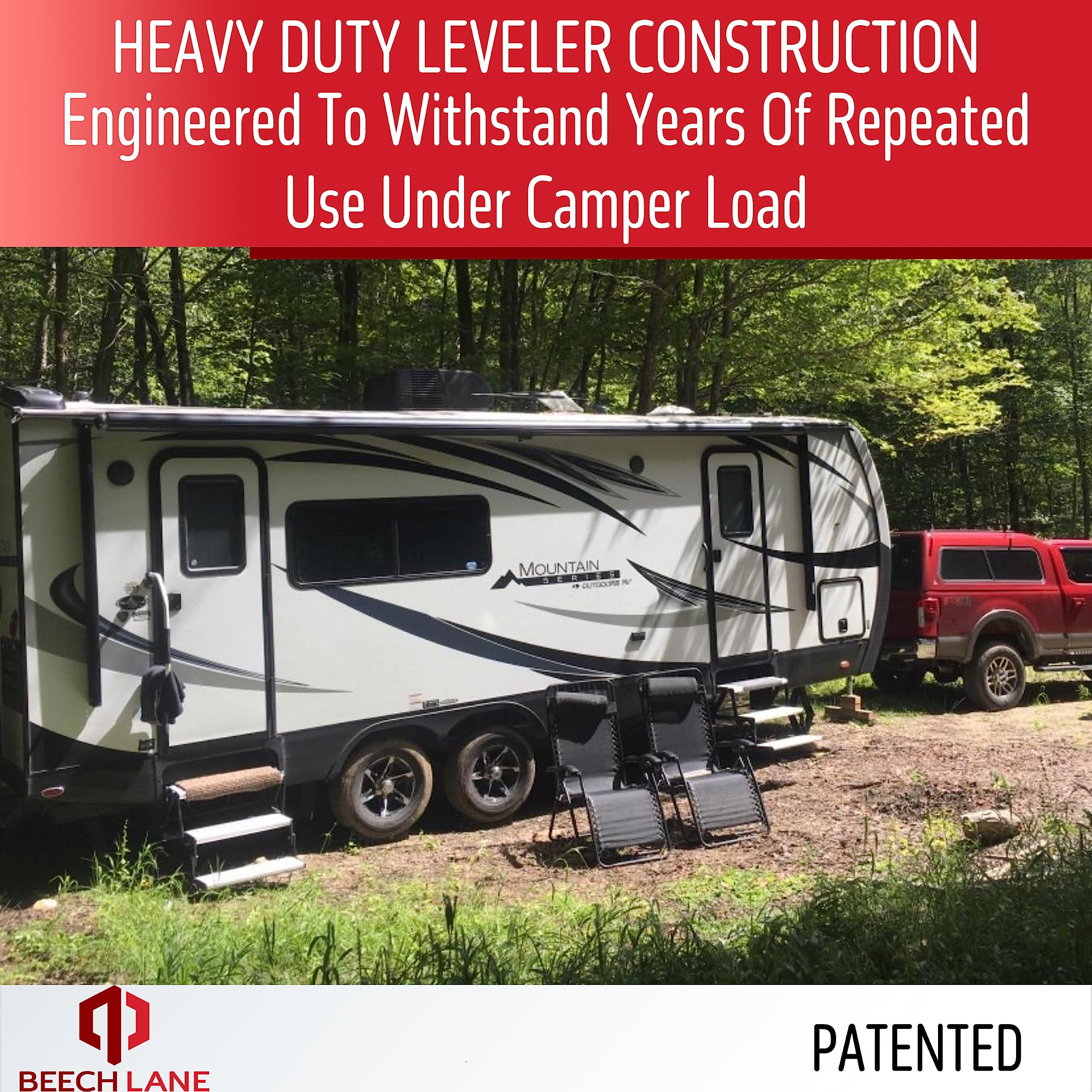Beech Lane Camper Leveler 2 Pack - Precise Camper Leveling, Includes Two Curved Levelers, Two Chocks, And Two Rubber Grip Mats, Heavy Duty Leveler Works For Campers Up To 35,000 Lbs, Patented