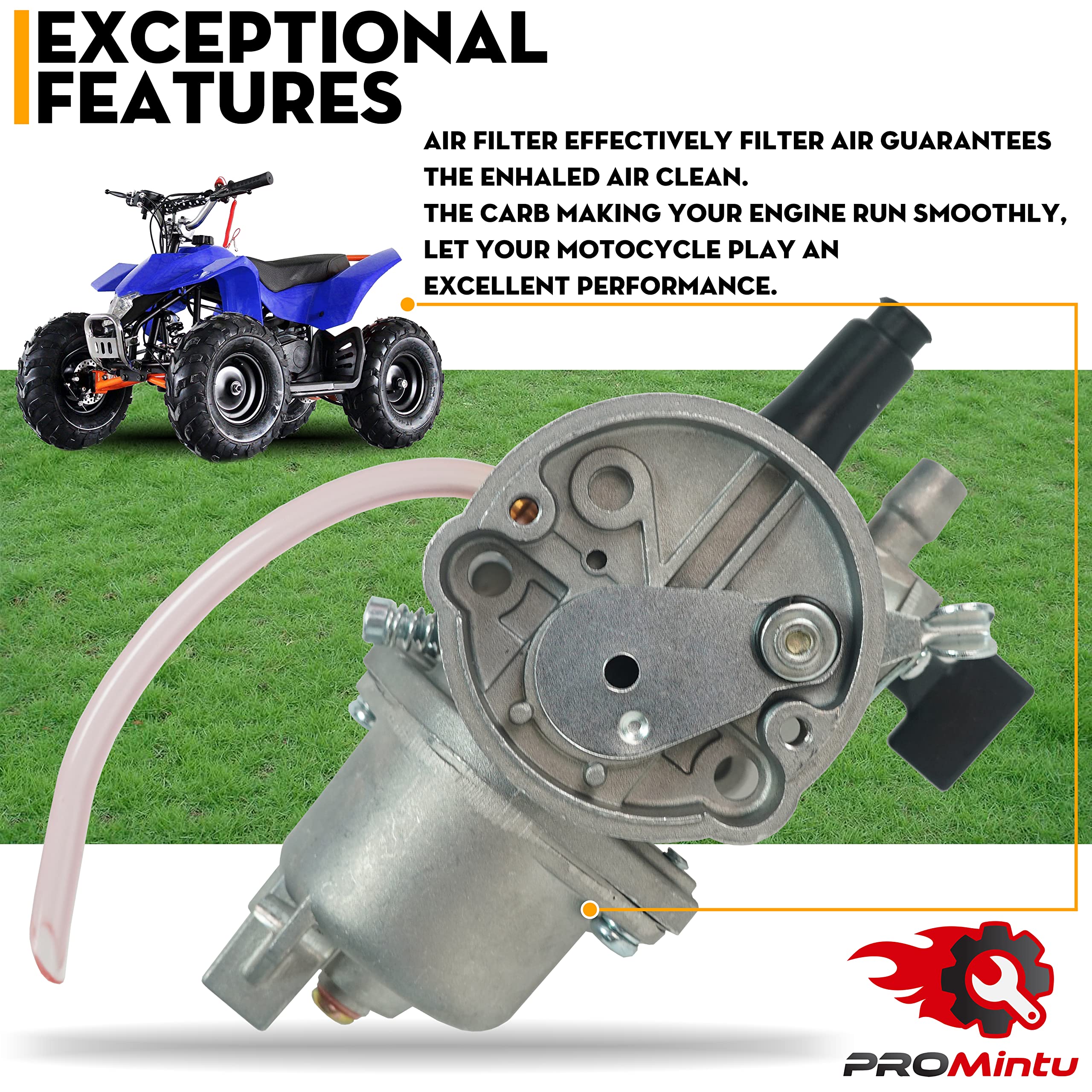 PROMintu Carburetor Carb Replaces For 50cc SYX Moto Holeshot Kids Mini Dirt Bike, 47 49cc 50cc 2 Stroke Pocket Rocket Dirt Bike