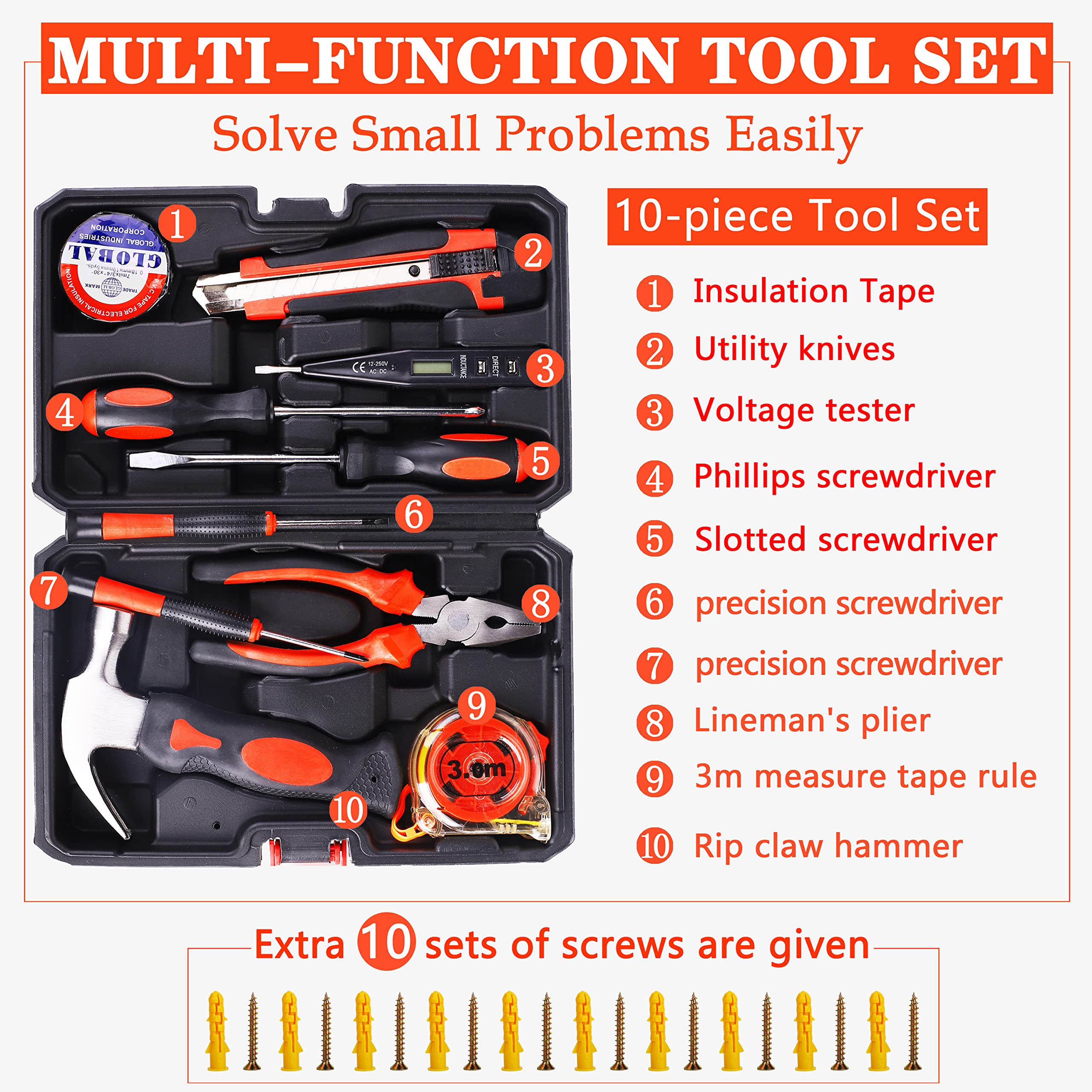 Lianxin Roadside Emergency Car Kit- Emergency Roadside Kit For Car,Roadside Kit With Jumper Cables,Tow Strap,Car Tool Kit,Deer W