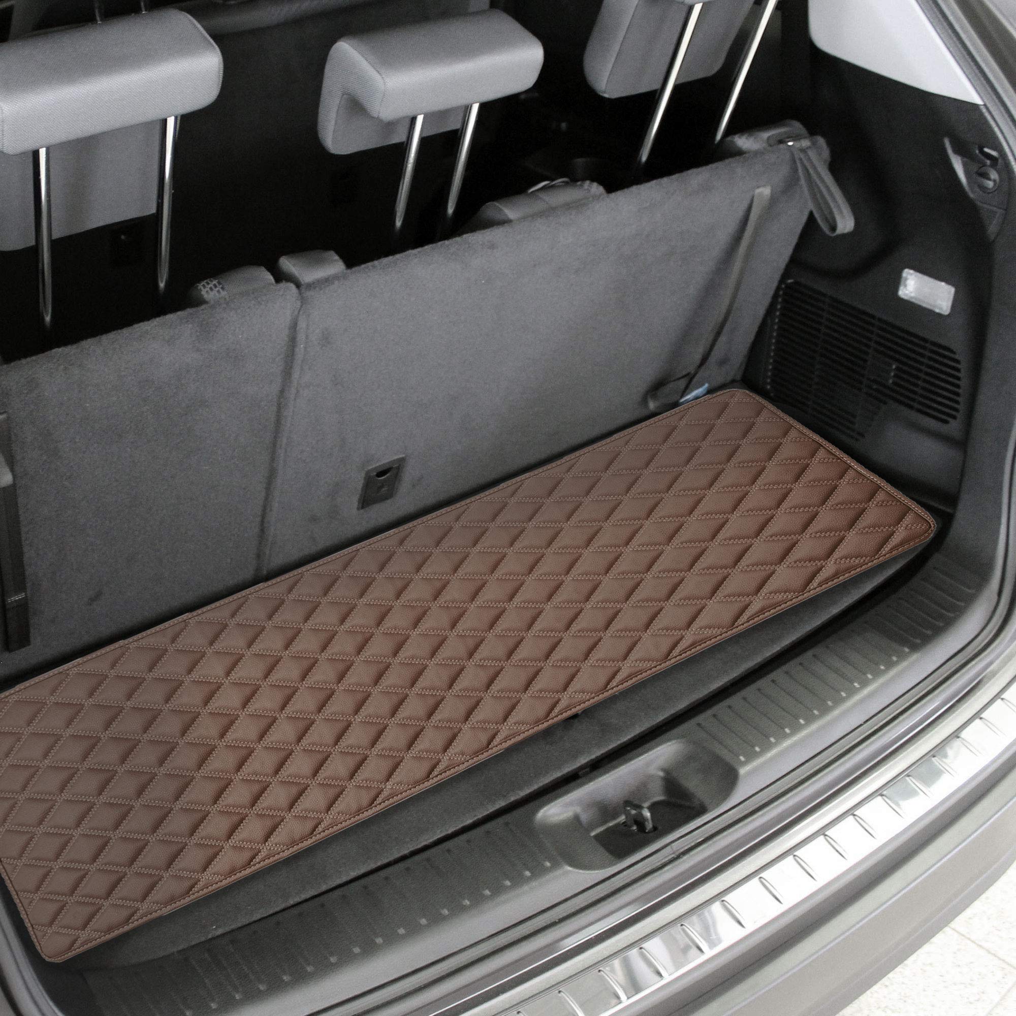 Fh Group F16501 Deluxe Heavy-Duty Faux Leather Multi-Purpose Cargo Liner, Diamond, 14   , Brown Color W. Gift- Fit Most Car, Tru