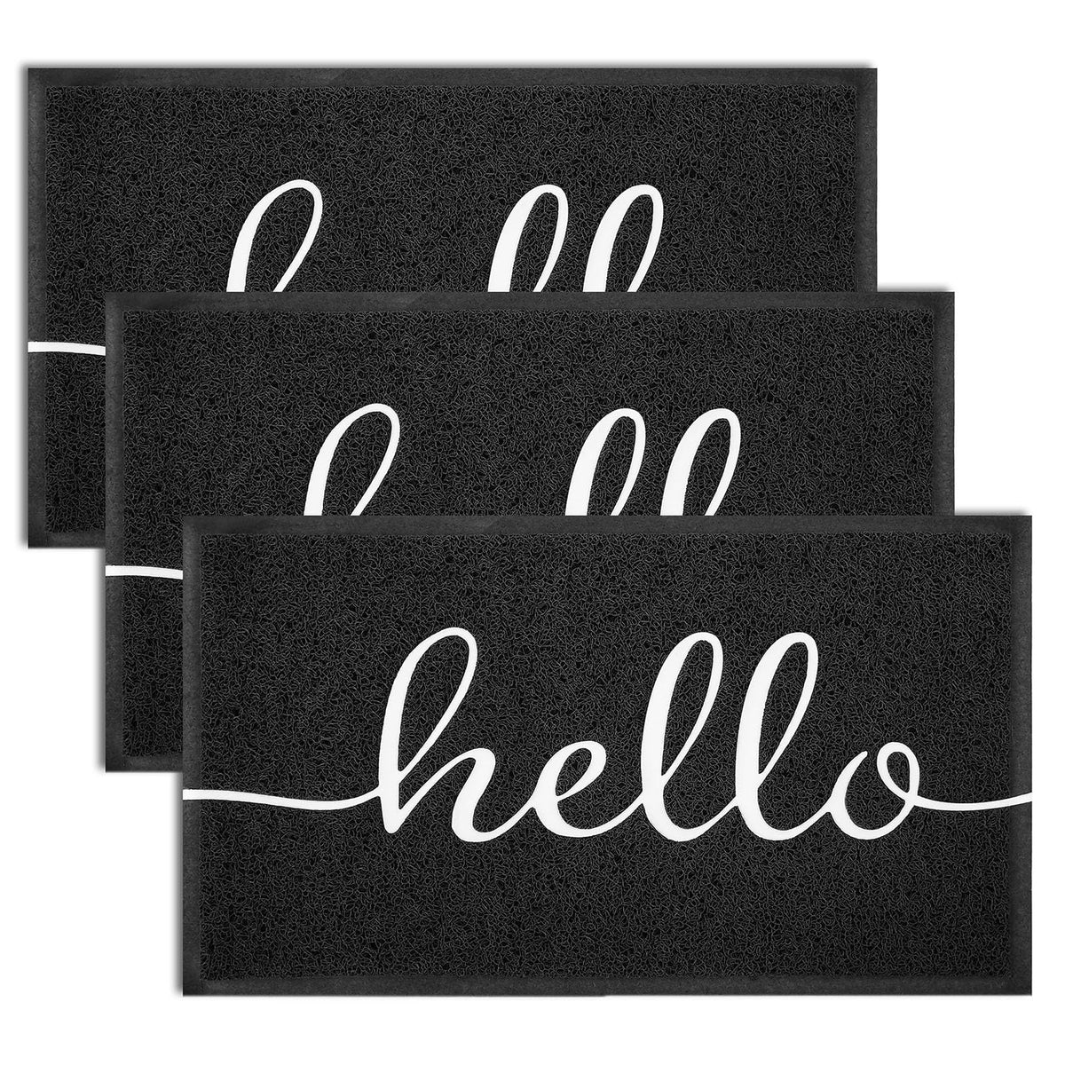 EARTHALL Door Mat 3-Pack Outside Inside Hello Doormat 30''x17.5'' Durable Floor Mat Non Slip Rug Ultra Absorb Mud Easy Clean Fro