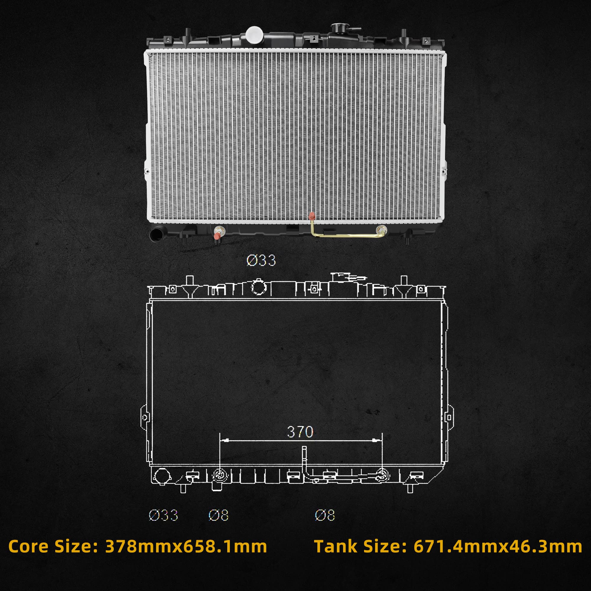 Dwvo Radiator Complete Radiator Compatible With 2000-2003 Chevy Impala, 2000-2003 Chevy Monte Carlo, 2000-2005 Buick Century, 20
