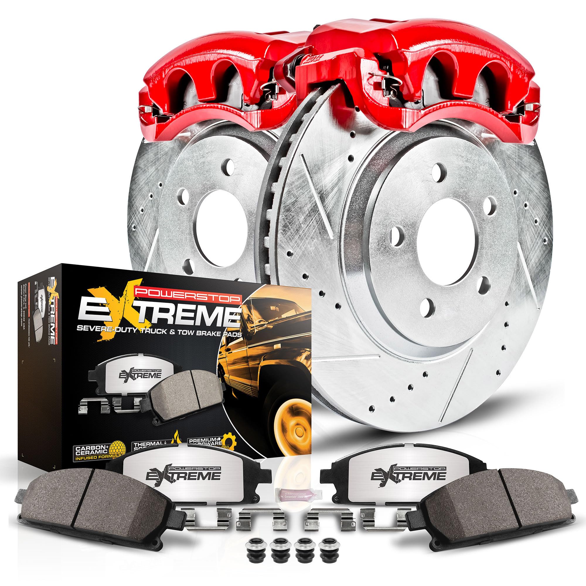 Power Stop Brake Kit For 2012 2013 2014 2015 2016 2017 Ford F-150 6 Lug | 2018 Ford F-150 Raptor Rear Z36 Truck & Tow Brake Pads