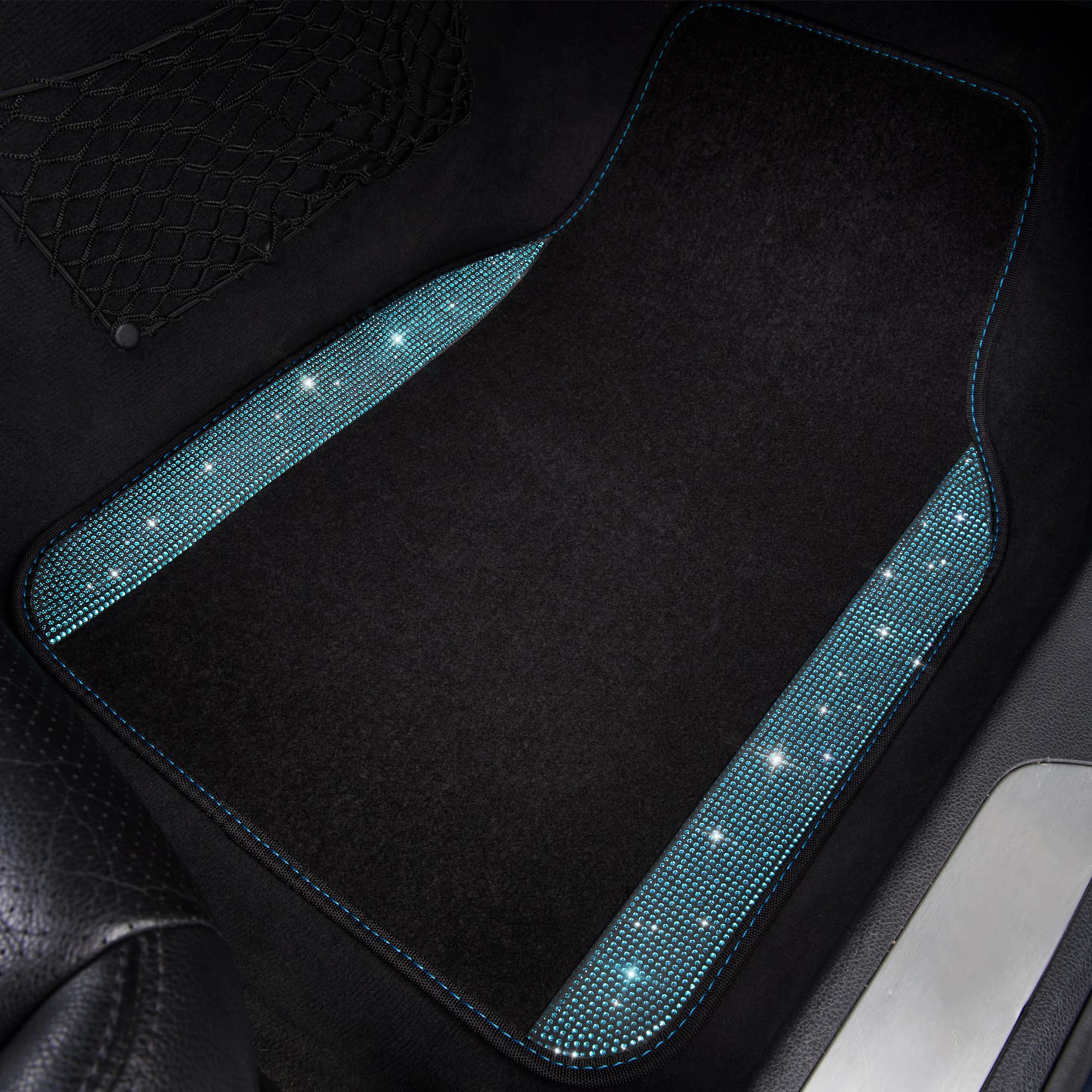 Car Pass Bling Rhinestones Diamond Waterproof Car Floor Mat, Crystal Sparkly Shining Glitter Carpet, Anti-Slip Pvc Heel Pad Univ