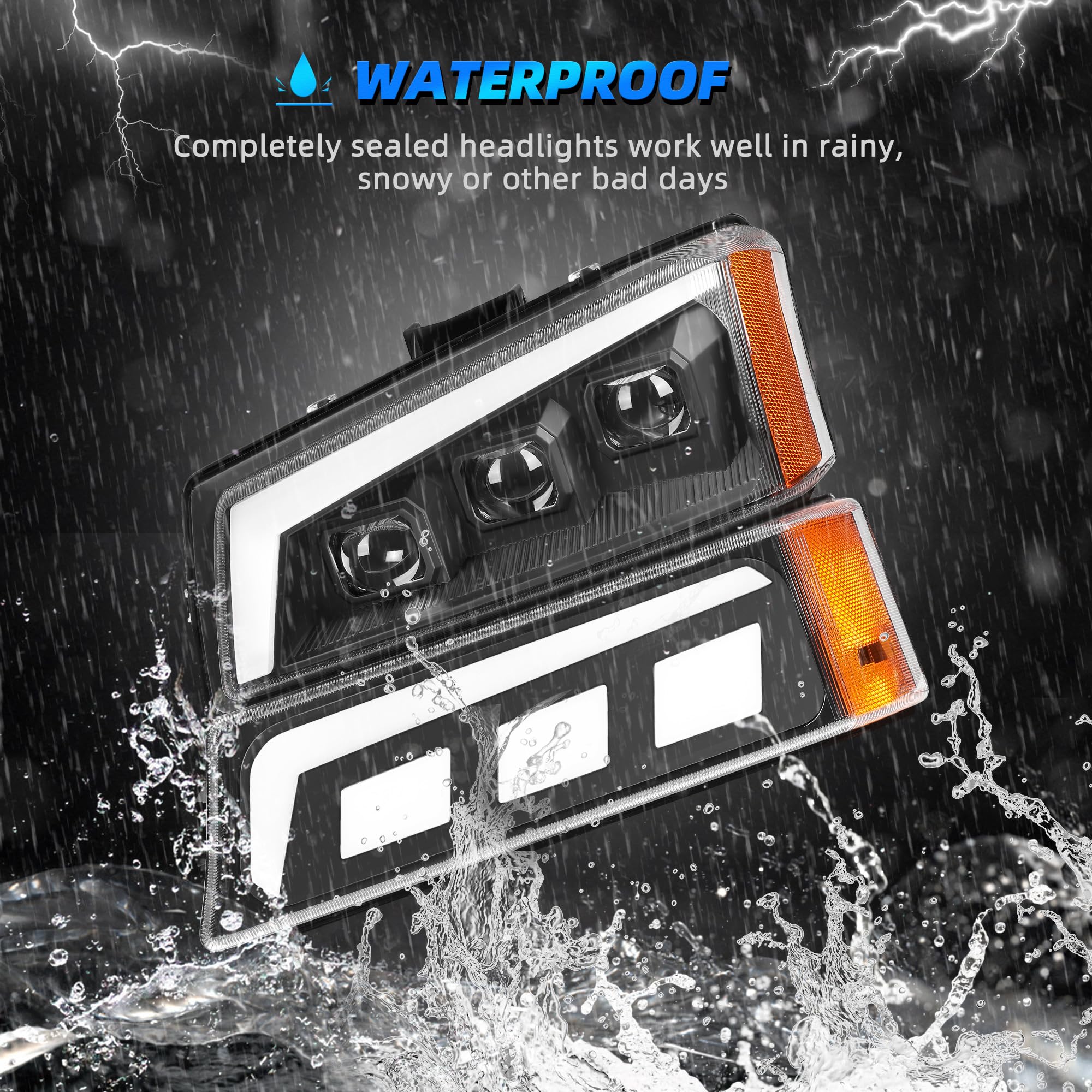 Autosaver88 Headlight Assembly Compatible With 03-06 Chevy Avalanche Silverado 1500 1500Hd 2500 2500Hd 3500/07 Silverado Classic