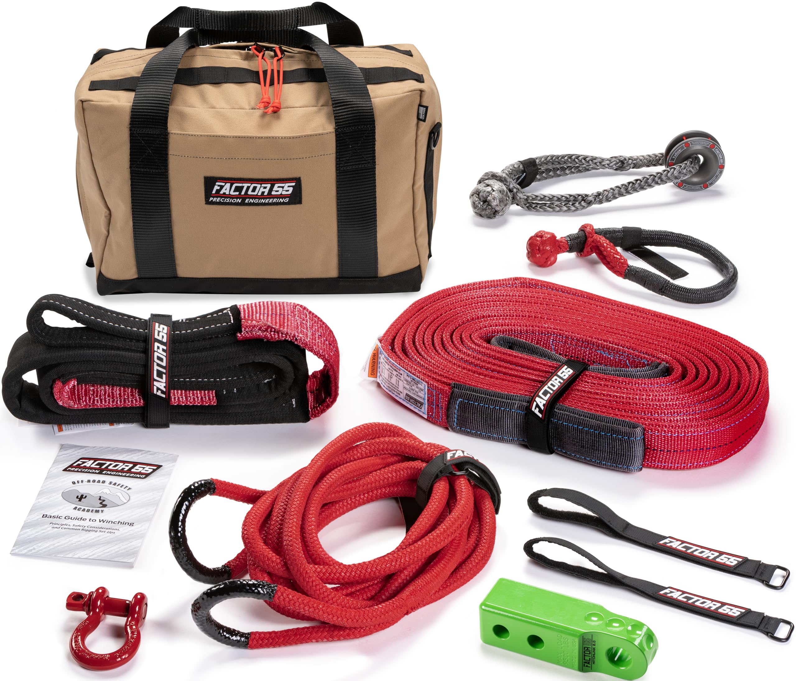 Factor 55 Hemingway Winch Tow Kit For Utv, Full Recovery Kit For All Utvs - Green