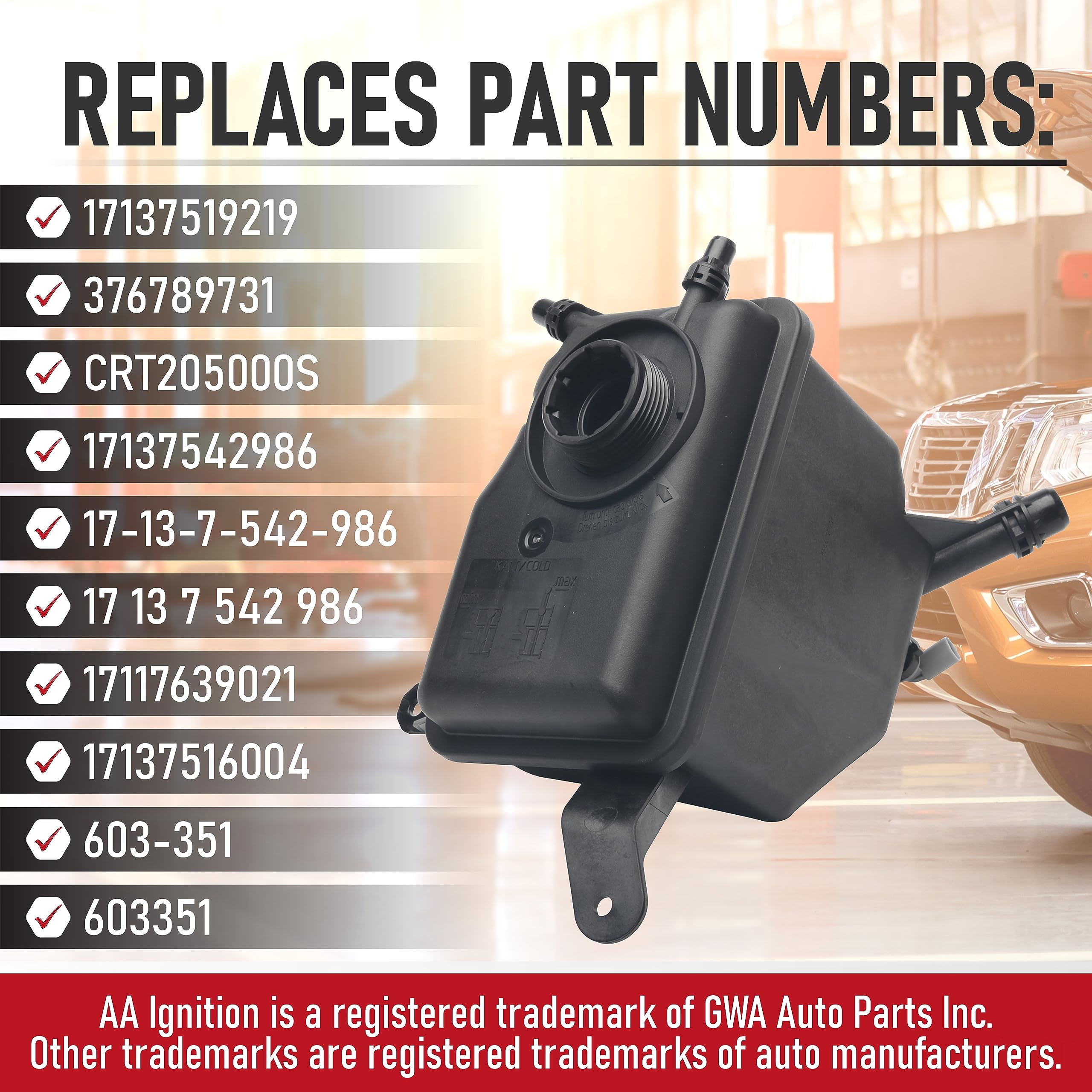 Replacement Engine Coolant Reservoir Tank With Cap And Sensor - Compatible With Bmw - 525I, 525Xi, 528I, 528Xi, 530I, 530Xi, 535