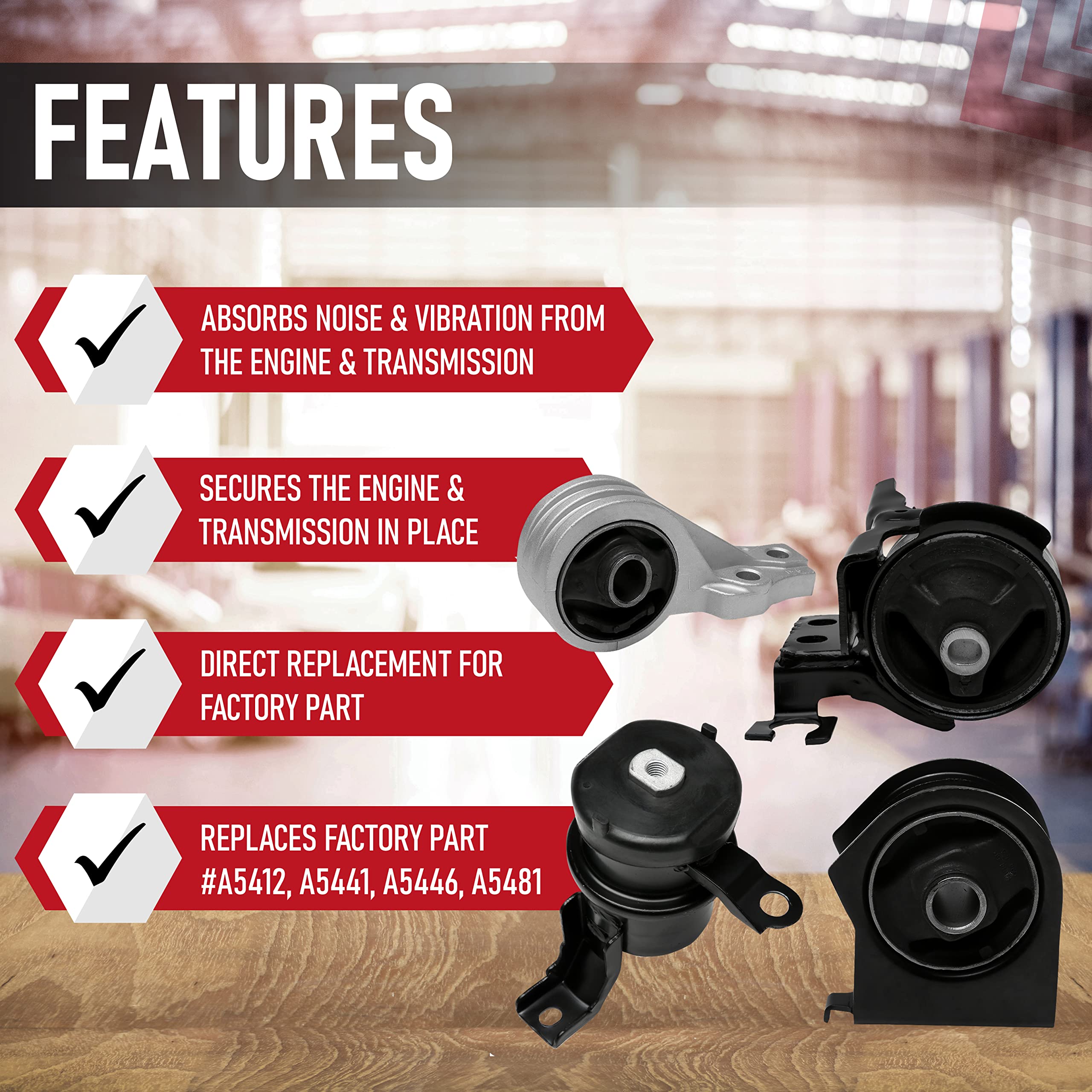 Replacement Engine Motor And Transmission Mount Set Of 4 - Compatible With Ford Escape, Mazda Tribute 2.3L, 2.5L, 3.0L, Mariner