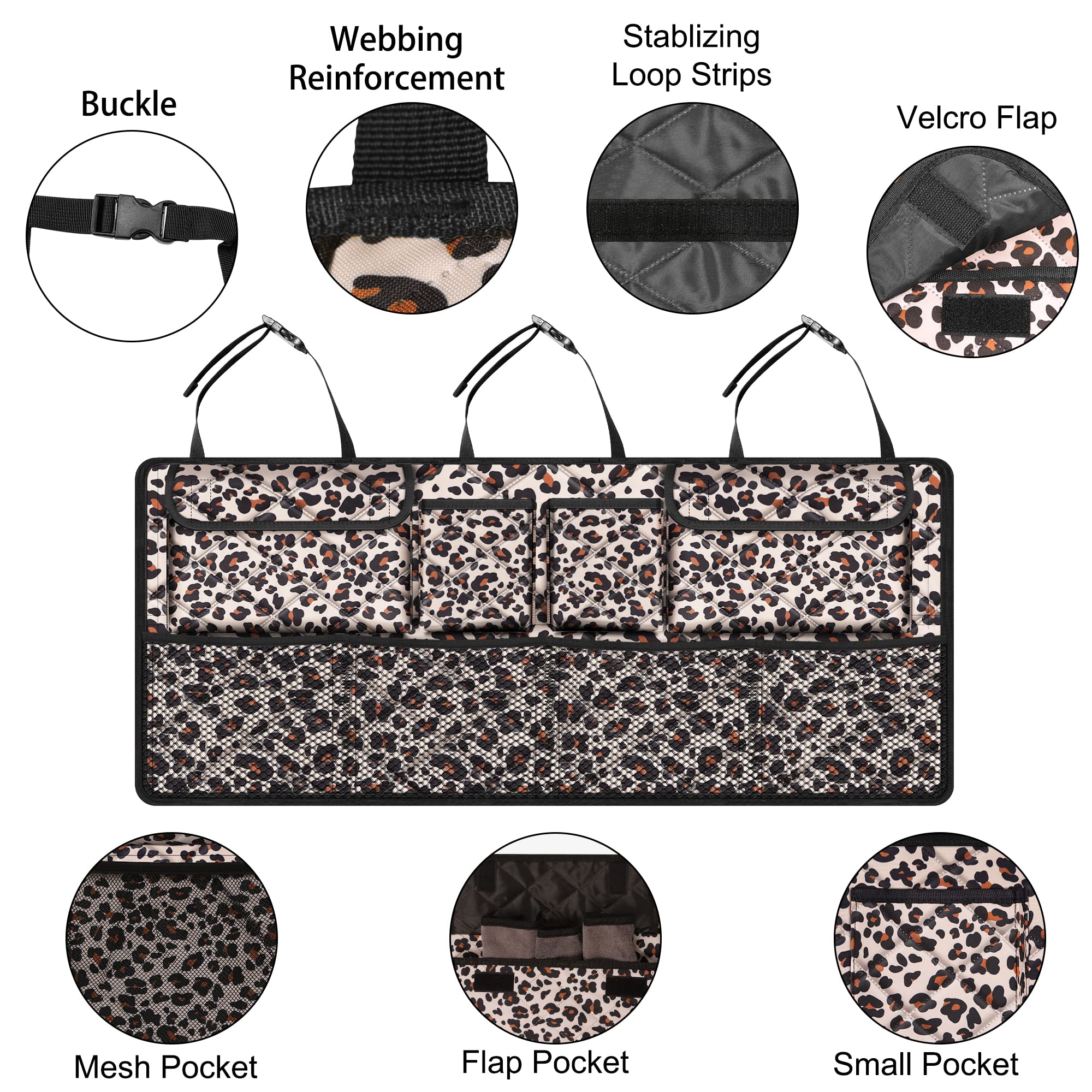 Car Trunk Organizer,Large Capacity Backseat Trunk Organizer(42''*18''),Collapsible Car Storage Bag With 8 Pocekt,Car Organizer F