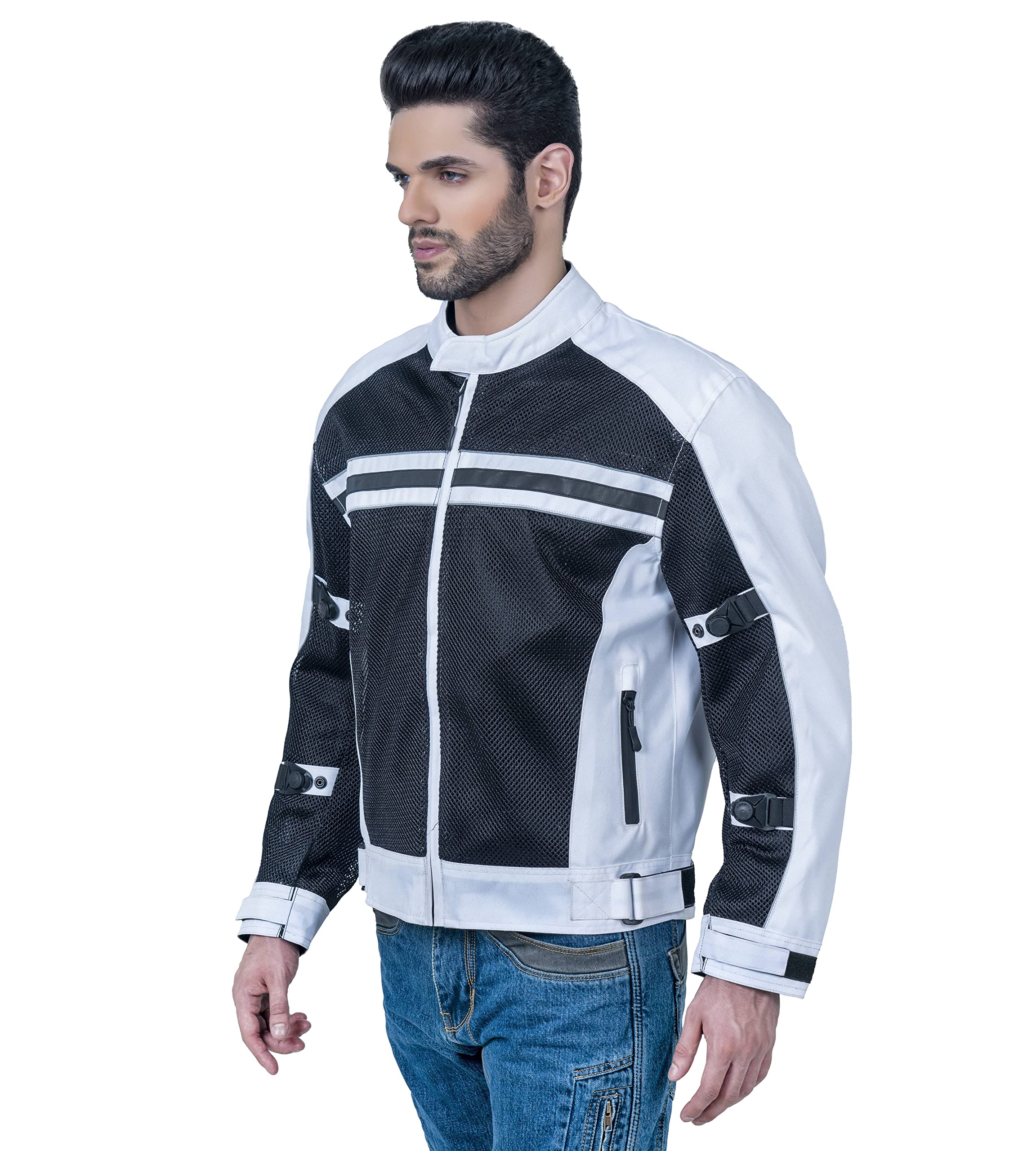 Wicked Stock Motorcycle Jacket Men - Ce Level1 Reflective Summer Biker Jacket Men With Adjustable Cuffs & Waist Belt - Lightweig