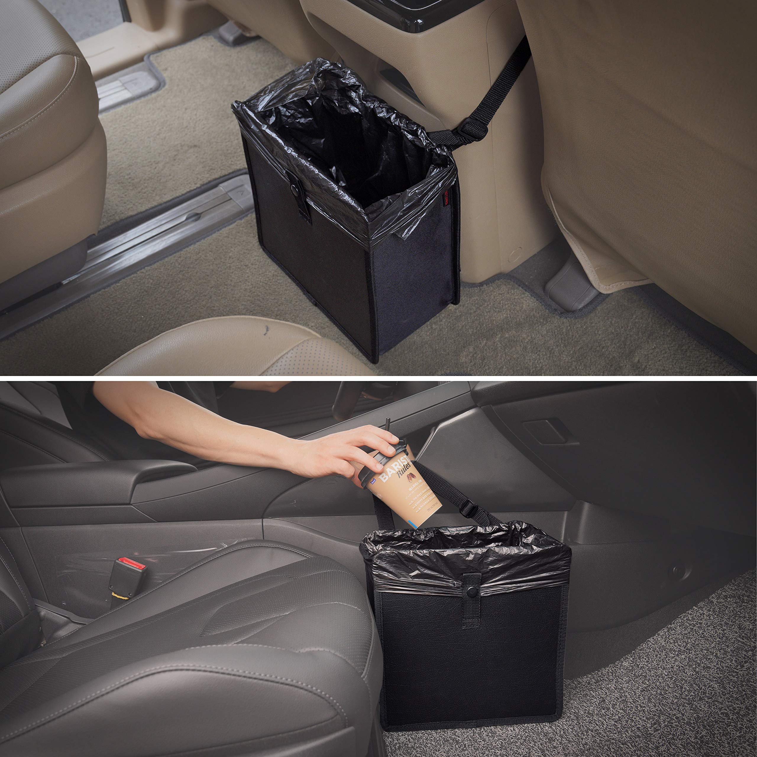 KMMOTORS Jopps Premium Diamond Car Trash Can - Luxury Foldable Bin with Strap, PU Leather & Oxford, Waterproof, Bling Crystal De