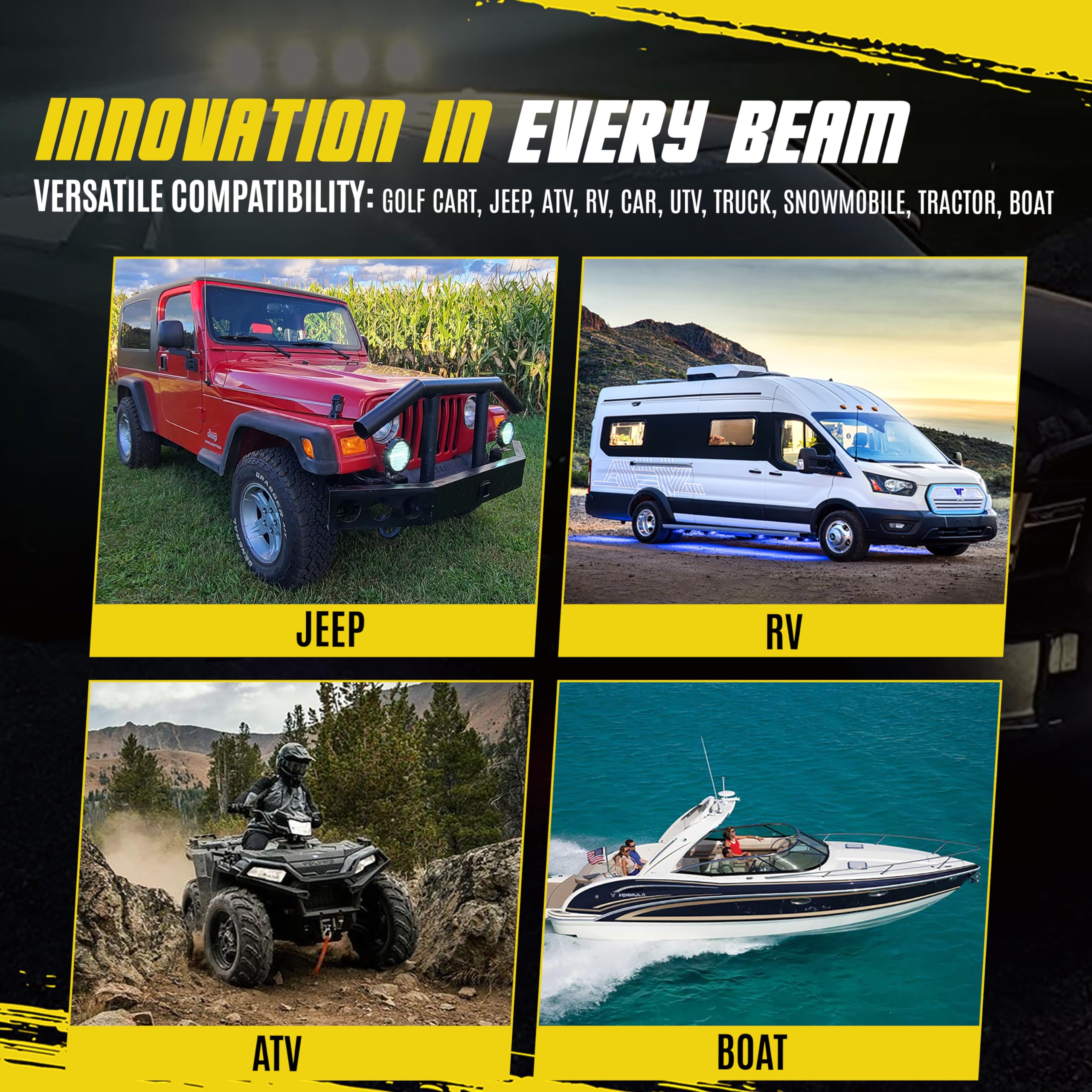 Lightboss Led Light Bar, 7 Inch Round Led Offroad Driving Lights, 12V-60V Led Pods 210W 21000Lm, Trucks Atv Utv Suv Rv Car Bumper Tractors Jeep Combo Beam Off-Roading Fog Off Road Lighting, 2Pcs