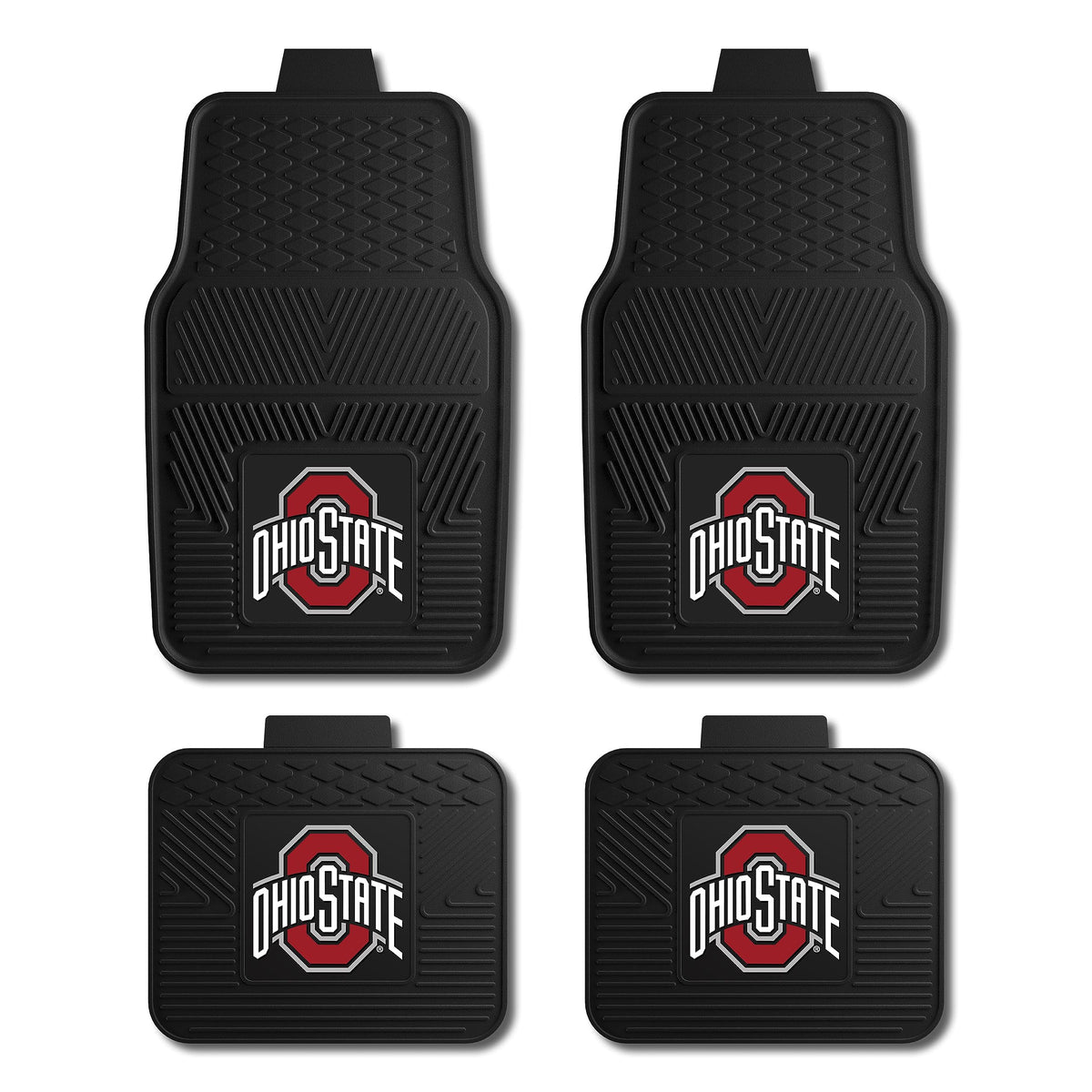 Fanmats Ohio State University Buckeyes Set of 4 Car Mats for Cars, SUV, Pickups - All Weather Protection, Deep Reservoir Design,