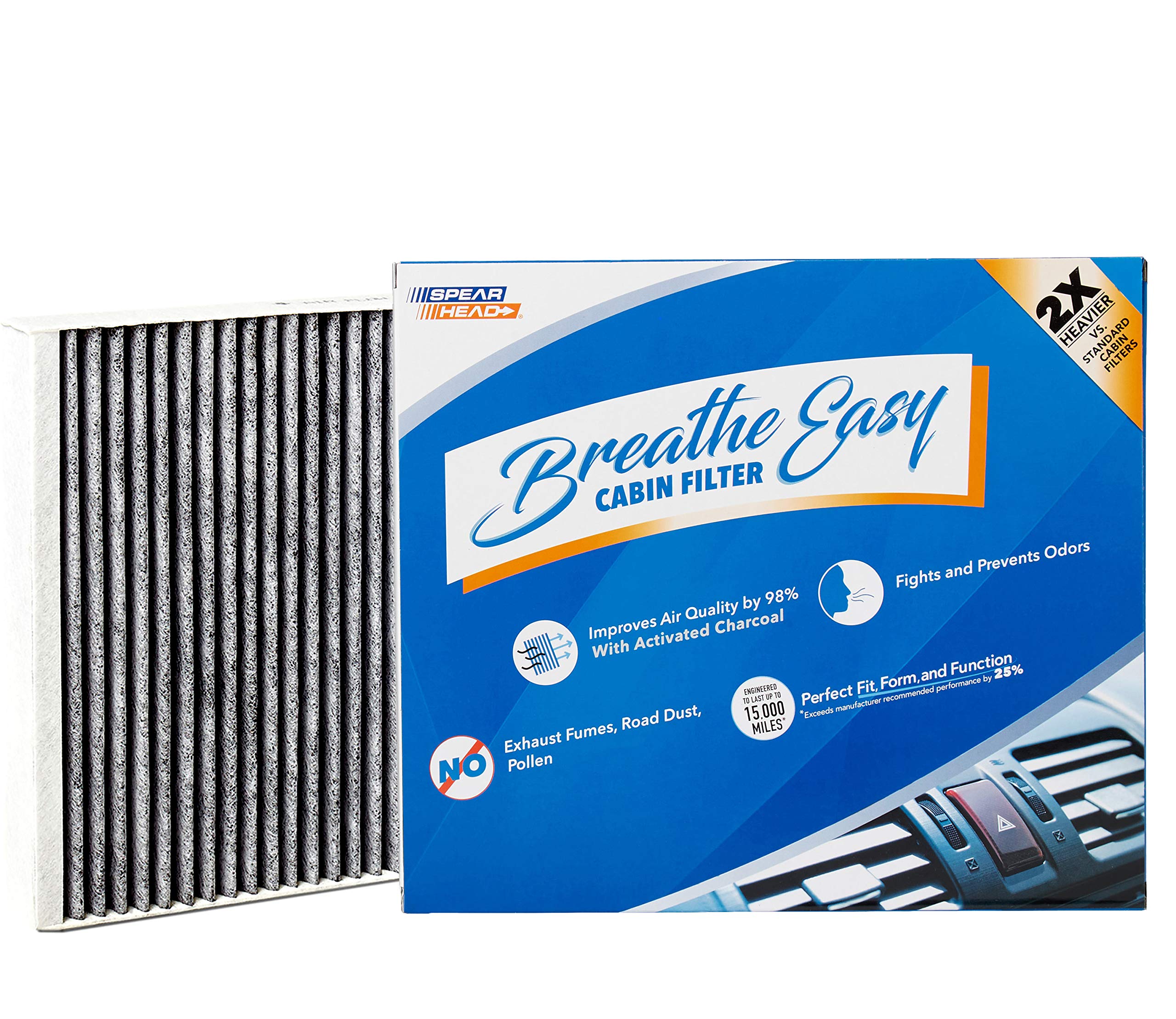 Spearhead Odor Defense Breathe Easy Cabin Filter, Fits Like Oem, Up To 25% Longer Lasting W/Activated Carbon (Be-966)