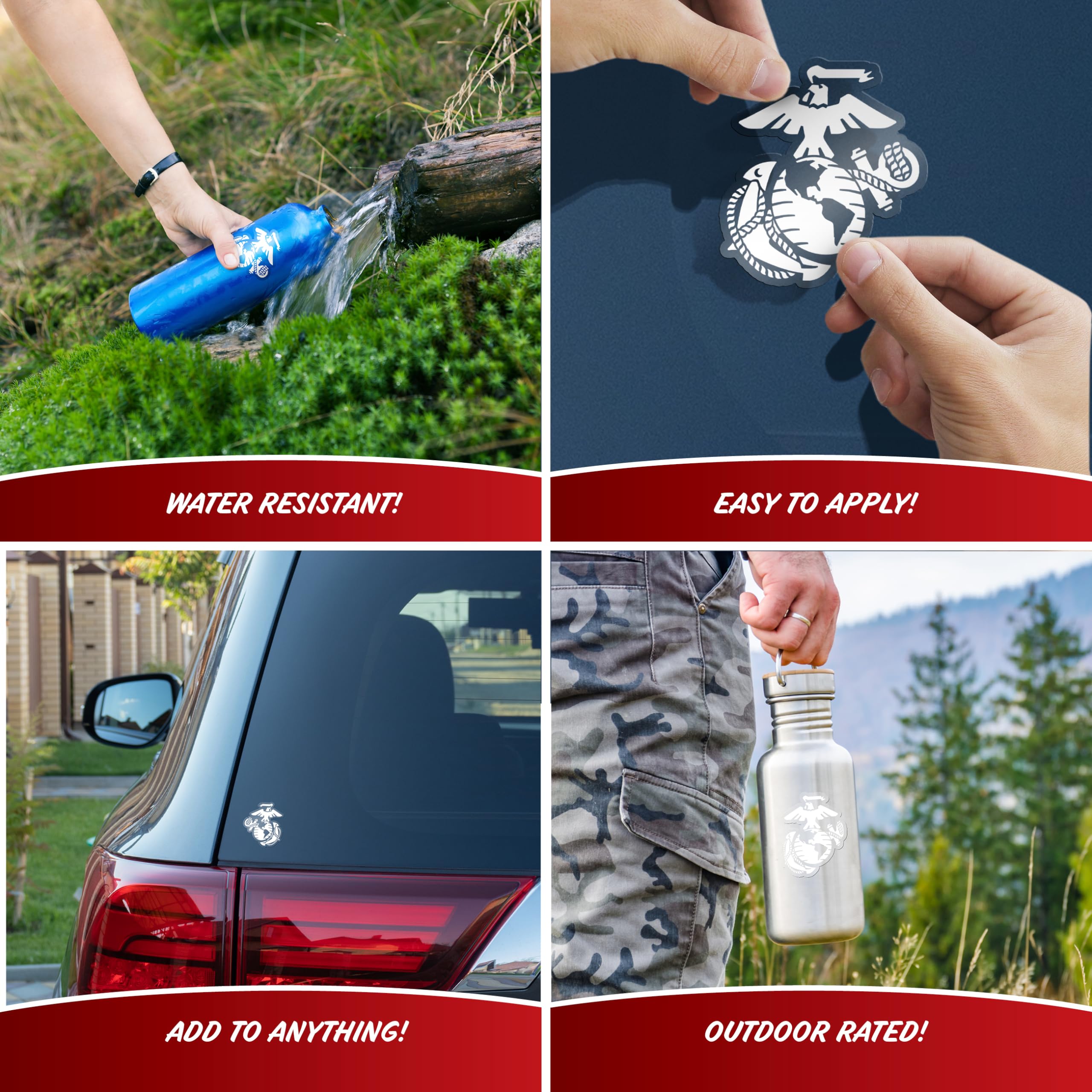 Decalcomania United States Marine Corps Ega Eagle Globe & Anchor Vinyl Decals - Set Of 2 4In White Usmc Emblem Stickers For Tail