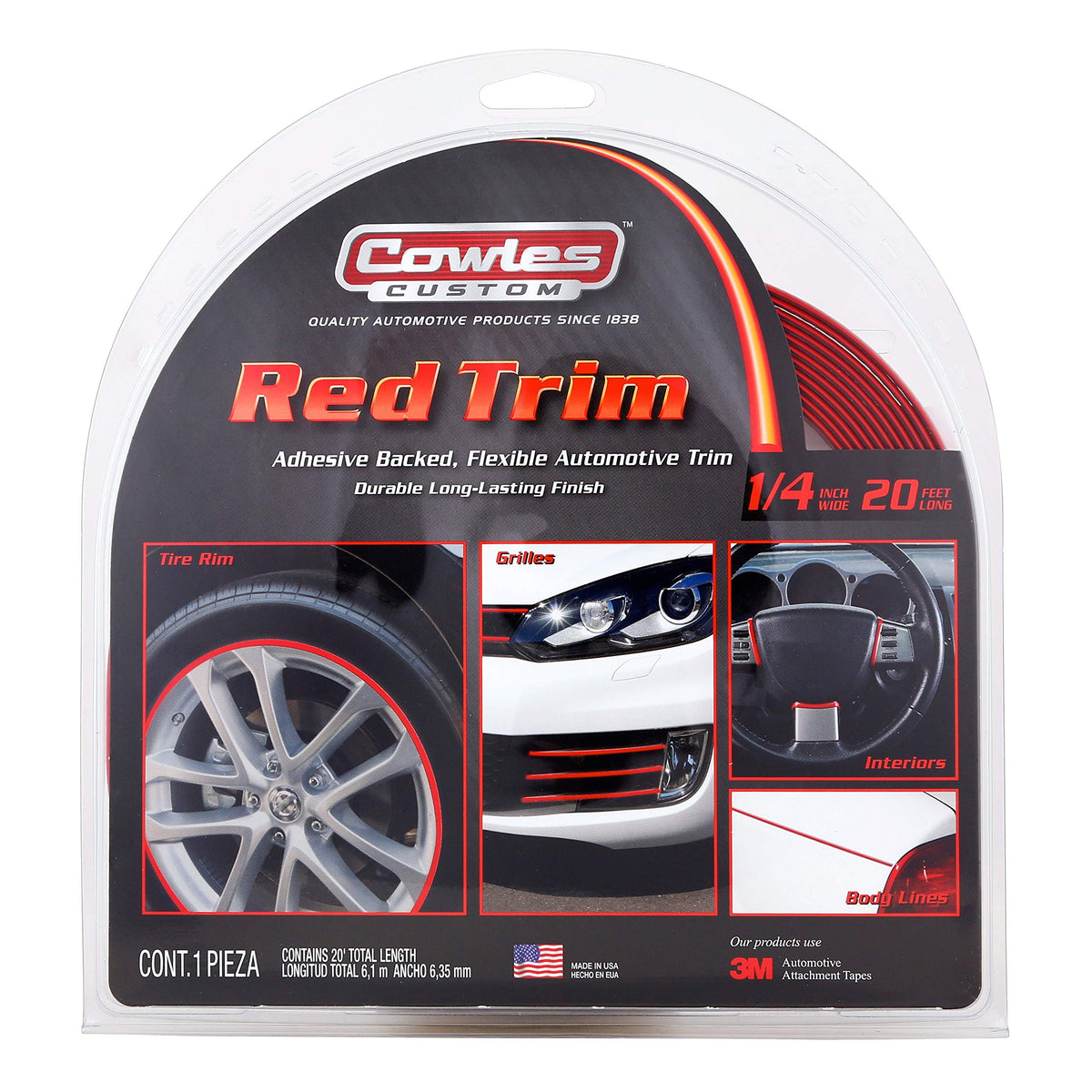 Cowles Custom - Red Color Molding Edge Trim Automotive Accessory for The Interio WBCARB004H24QI4