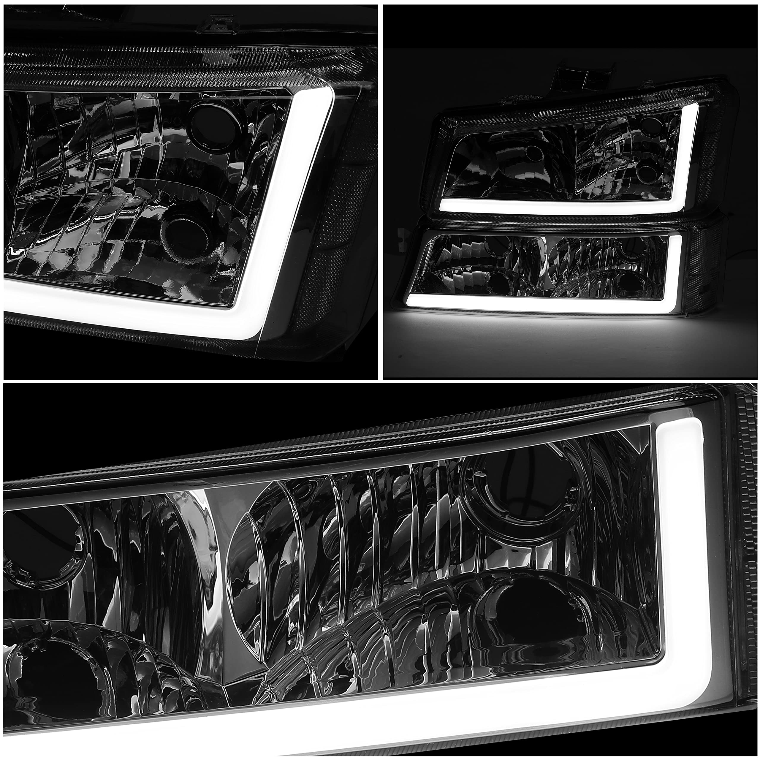 Kojem Led Drl Headlight Bumper Lamps Compatible With 03-07 Chevy Avalanche Silverado 1500 2500 3500 Led Tube Bar Bumper Parking Lights Headlamps (Clear Lens Black Housing) 1 Pair Left Right