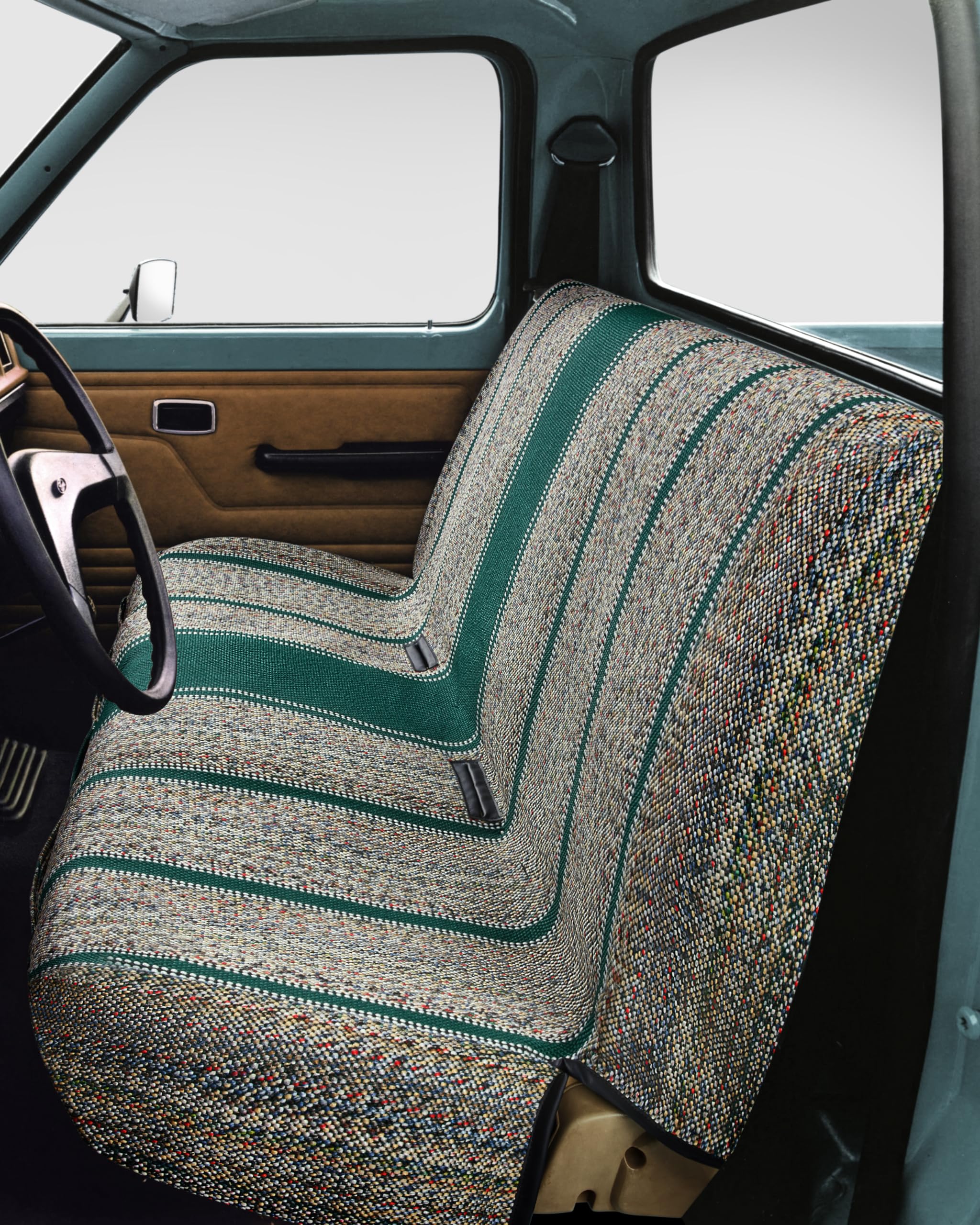 West Coast Auto Car Seat Covers, Baja Saddle Blanket Car Accessories, Universal Fit for Ford, Chevrolet, Dodge, Bench Seats, and Full-Size Pickup Trucks (Green)