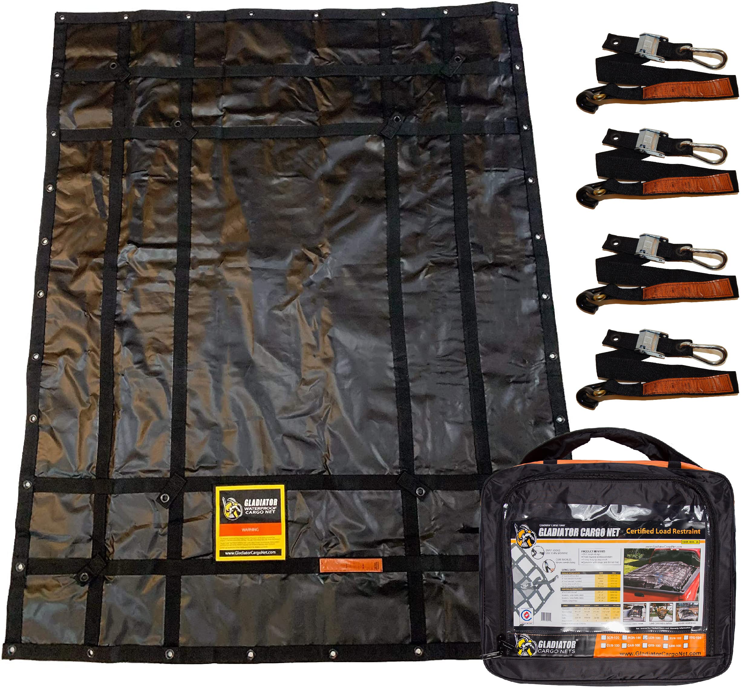 Waterproof Gladiator Cargo Net - Heavy Duty Truck Cargo Net Tarp (Sgw-100) Small: 4.75' X 6'