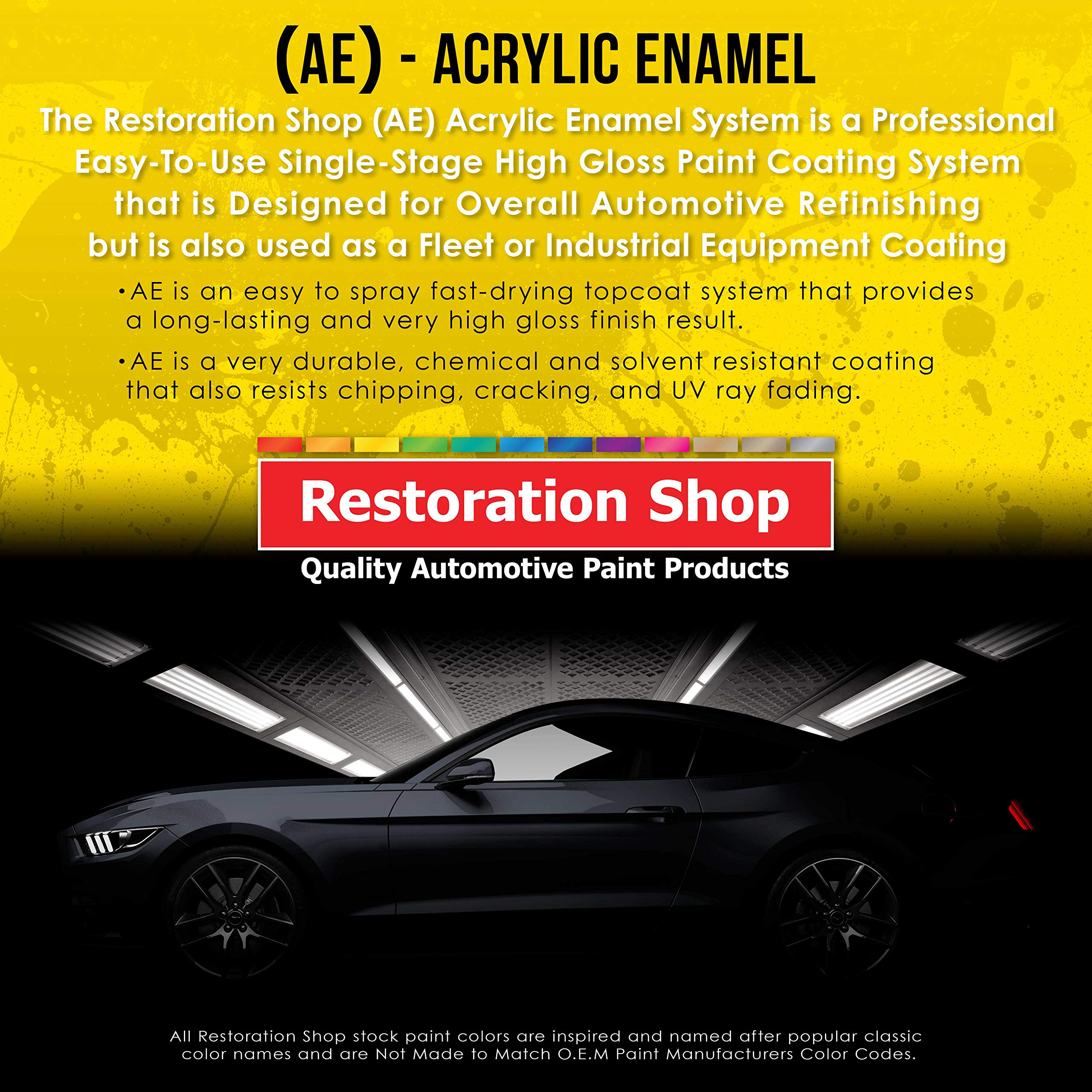 Restoration Shop - Boulevard Black Acrylic Enamel Auto Paint - Complete Gallon Paint Kit - Professional Single Stage High Gloss Automotive, Car, Truck, Equipment Coating, 8:1 Mix Ratio, 2.8 Voc