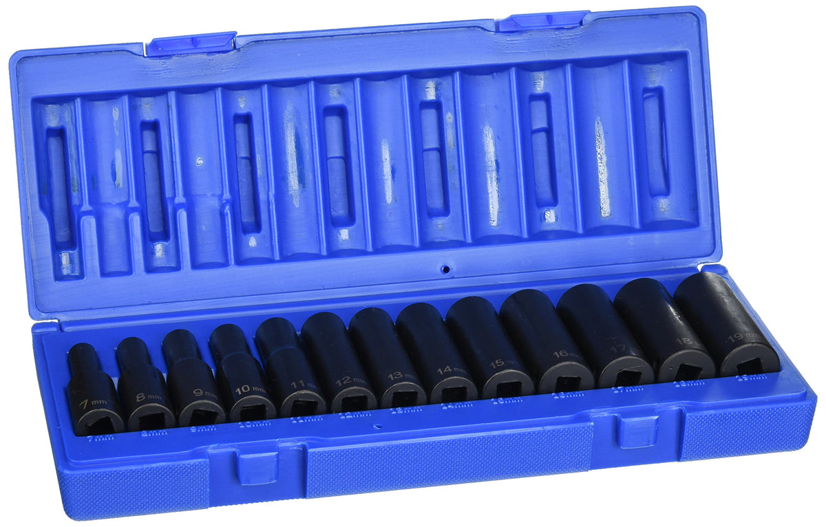 Grey Pneumatic (1203MD) 3/8' Drive 13-Piece 12-Point Deep Metric Socket Set