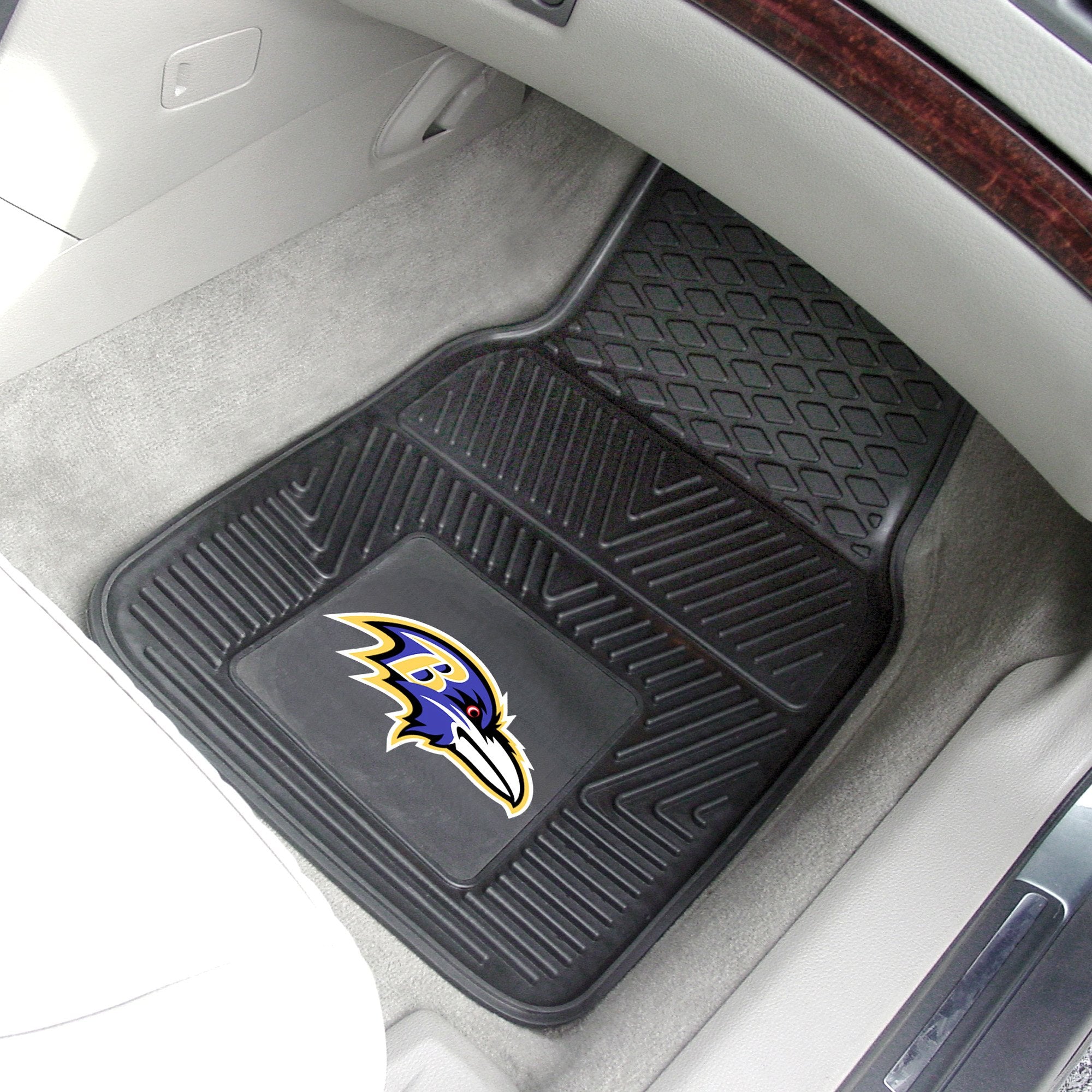 Fanmats 8755 Baltimore Ravens 2-Piece Heavy Duty Vinyl Car Mat Set, Front Row Floor Mats, All Weather Protection, Universal Fit,