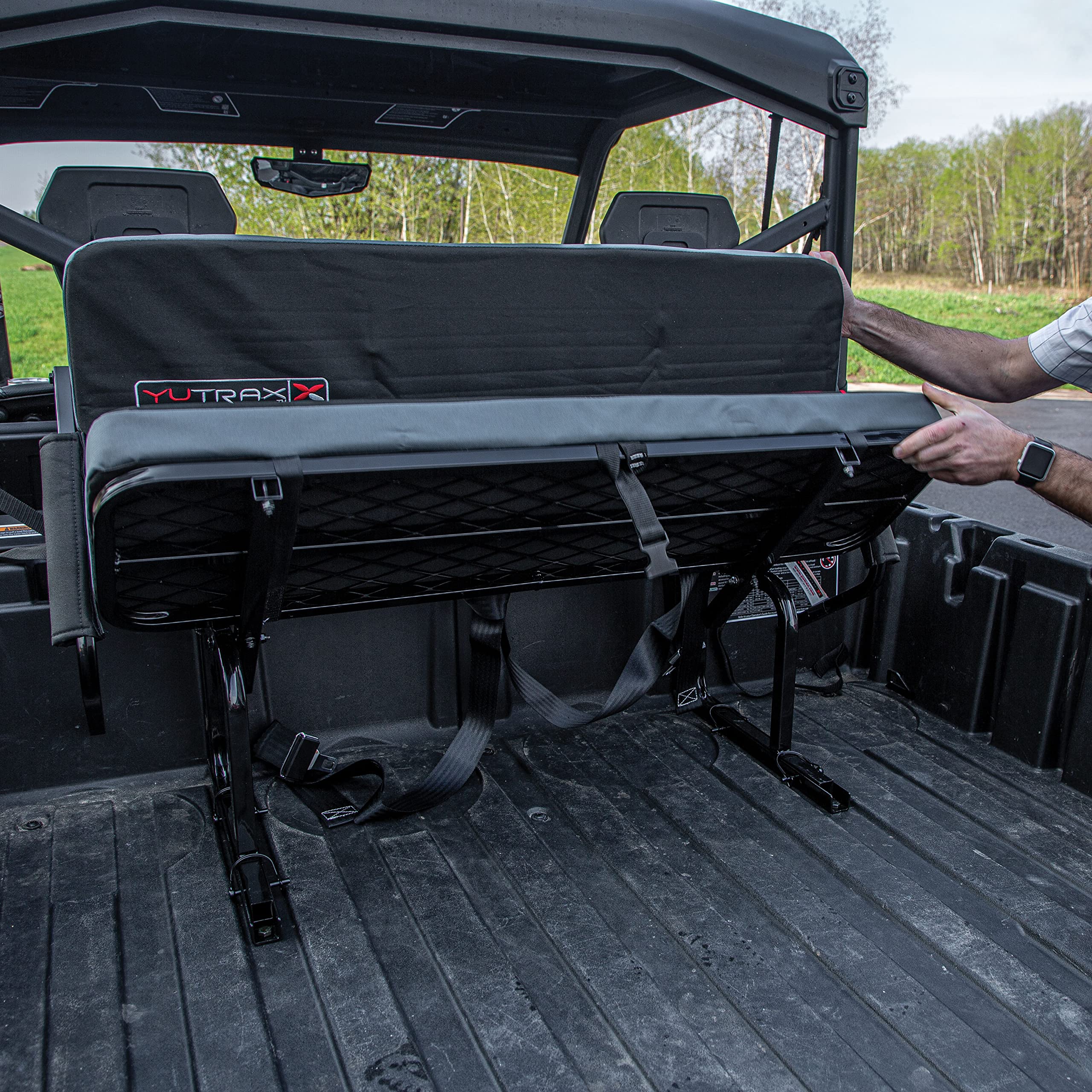Yutrax Universal Mount Utv Jump Seat, Utv Accessory, Increase Seating Capacity, Heavy-Duty Steel Frame, Padded Seat & Backrest,