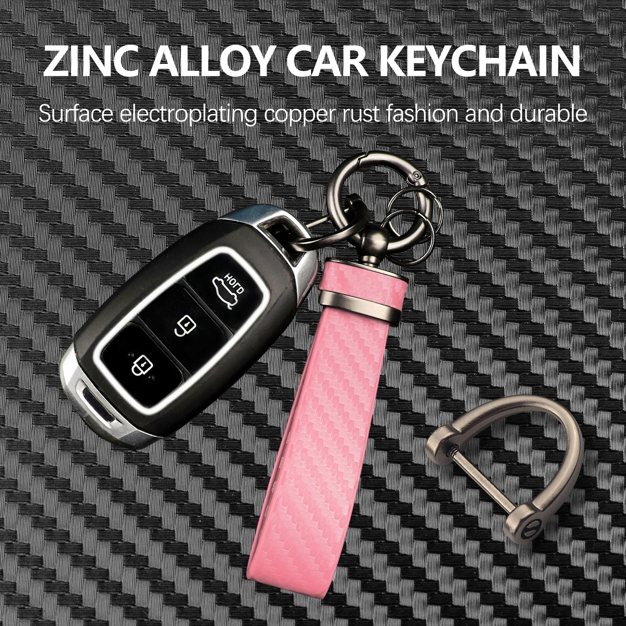 Turcee Carbon Fiber Car Keychain,Automotive Interior Accessories Keychains Leather Car Key Fob,Car Accessories Key Ring&Anti-Los