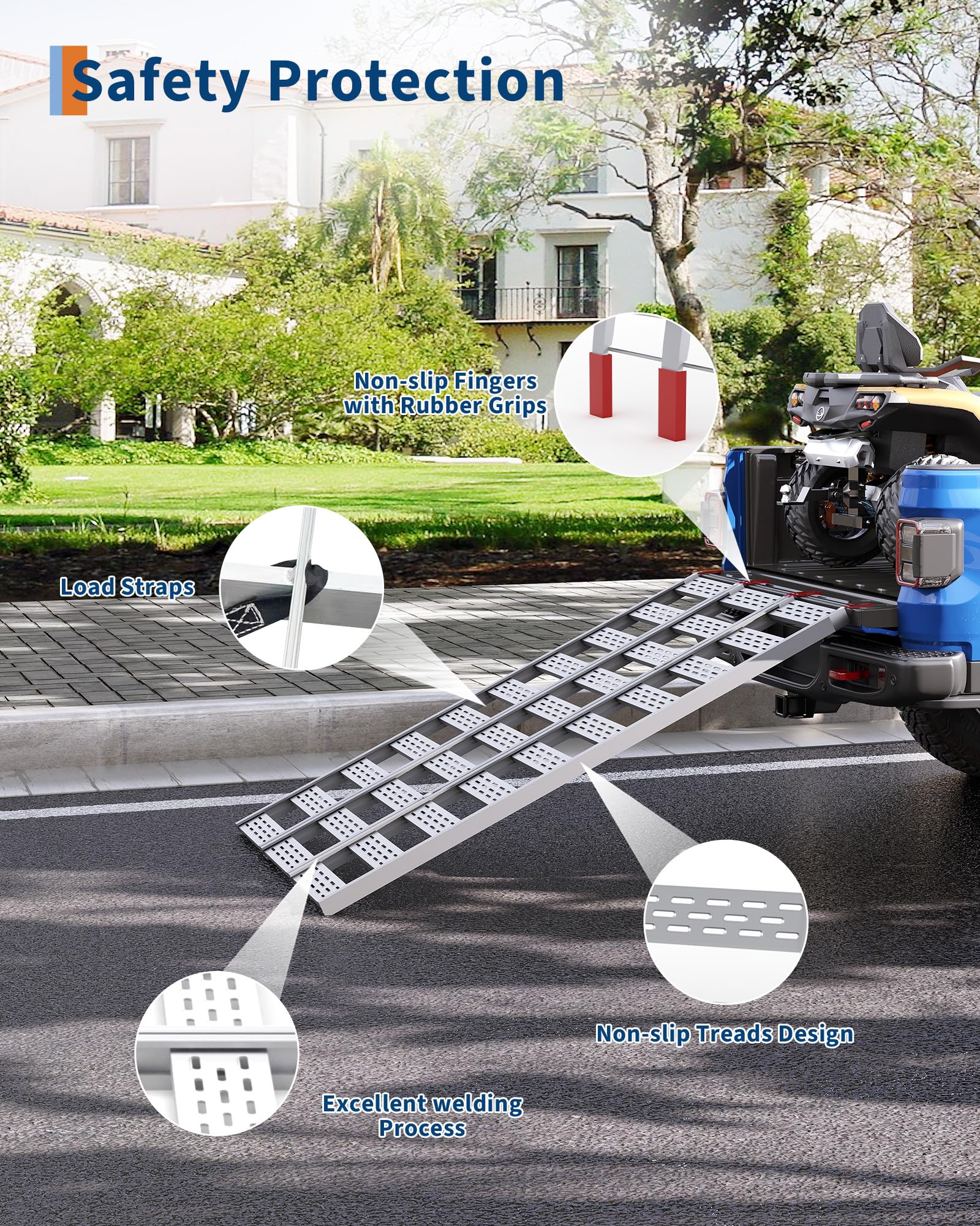 Ramps for Pickup Trucks, GarveeTech Aluminum ATV Ramps 1500 LBS Capacity, Tri-Fold Motorcycle Powersports Loading Ramps with Loa