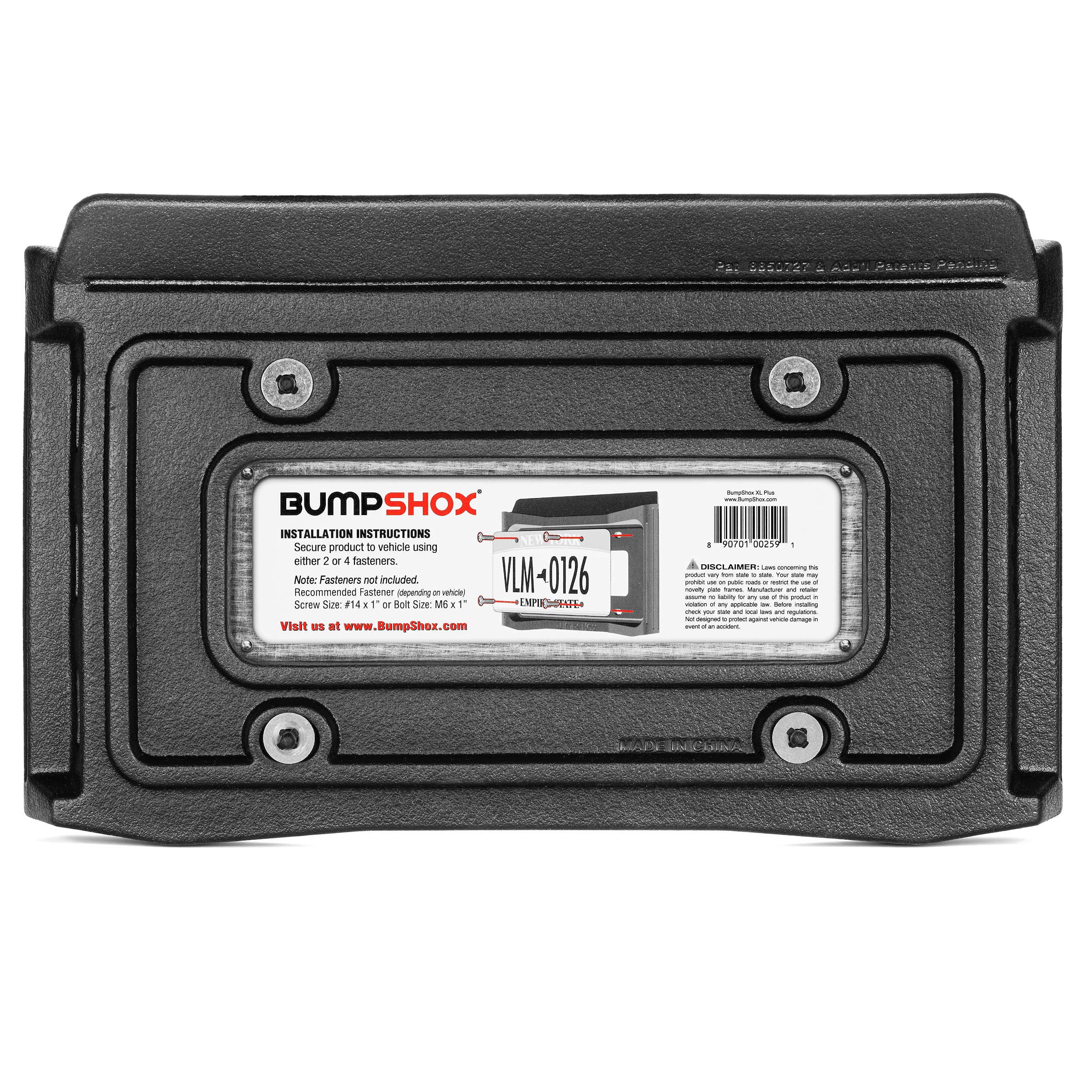 Bumpshox - The Ultimate Front Bumper Guard & Front Bumper Protection License Plate Frame. Tougher Than Steel! (Bumpshox Xl Plus