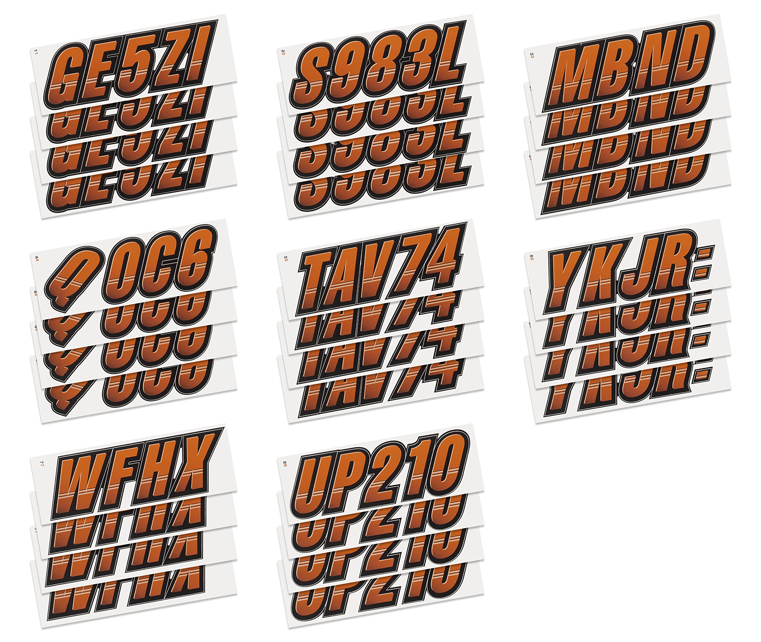 Stiffie Techtron Rust/Black 3 '' Boat & Pwc Registration Decals  Numbers Letters Stickers