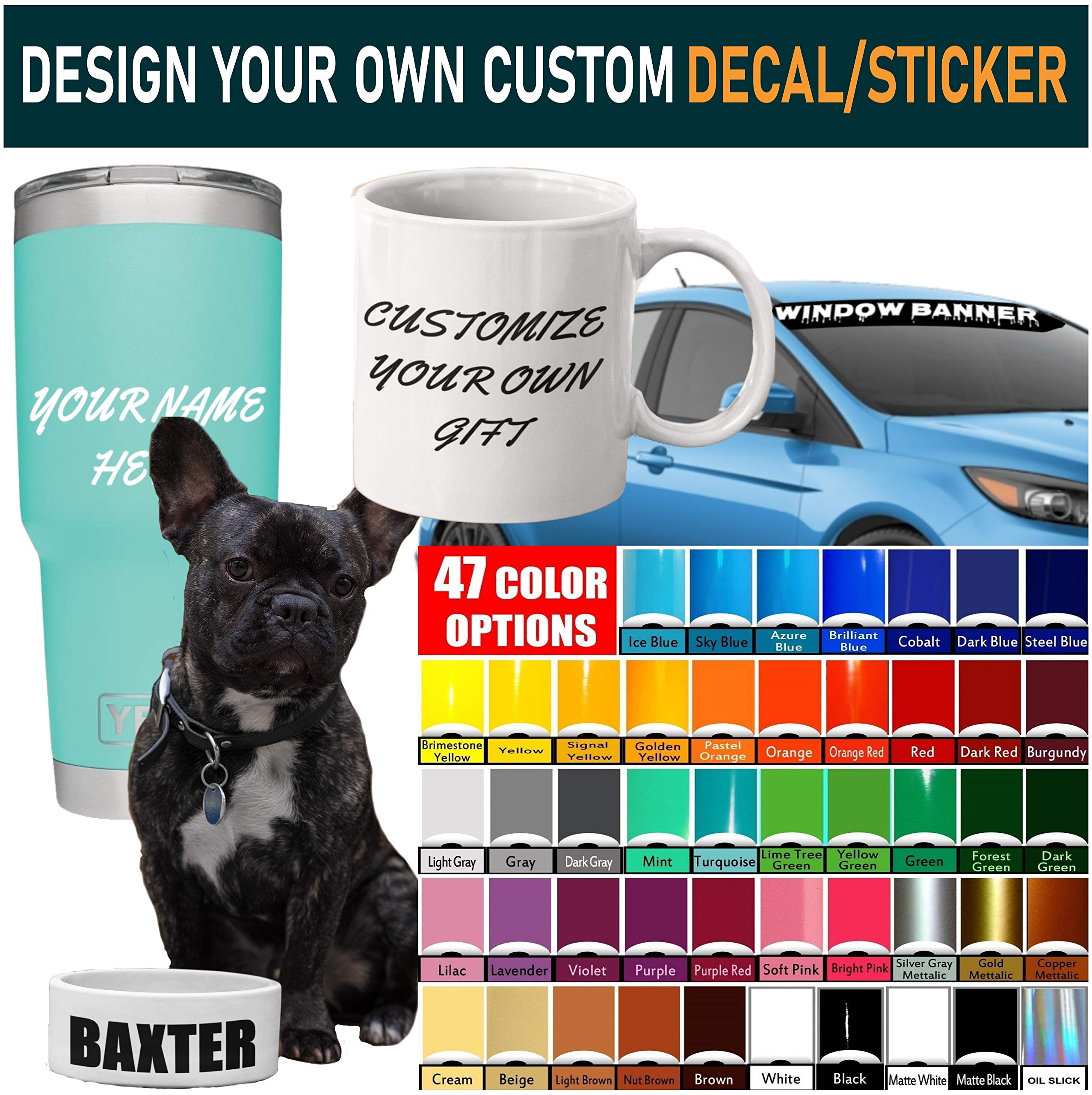 Vulgrco Design Your Own Custom Vinyl Decal Sticker Letters Initials Monogram Car Window Cup Gift License Plate Personalized Sign